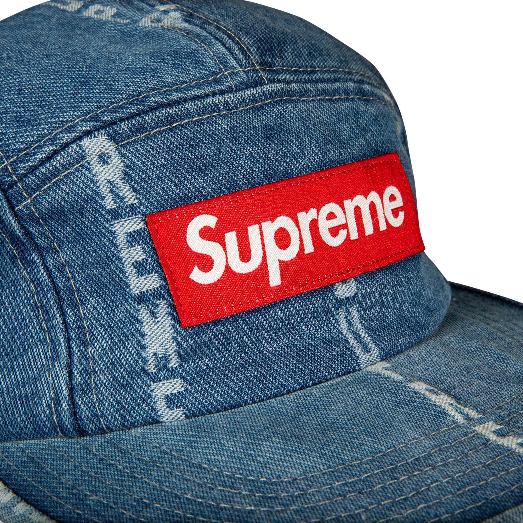 Supreme Supreme Logo Stripe Jacquard Denim Camp Cap 'Blue