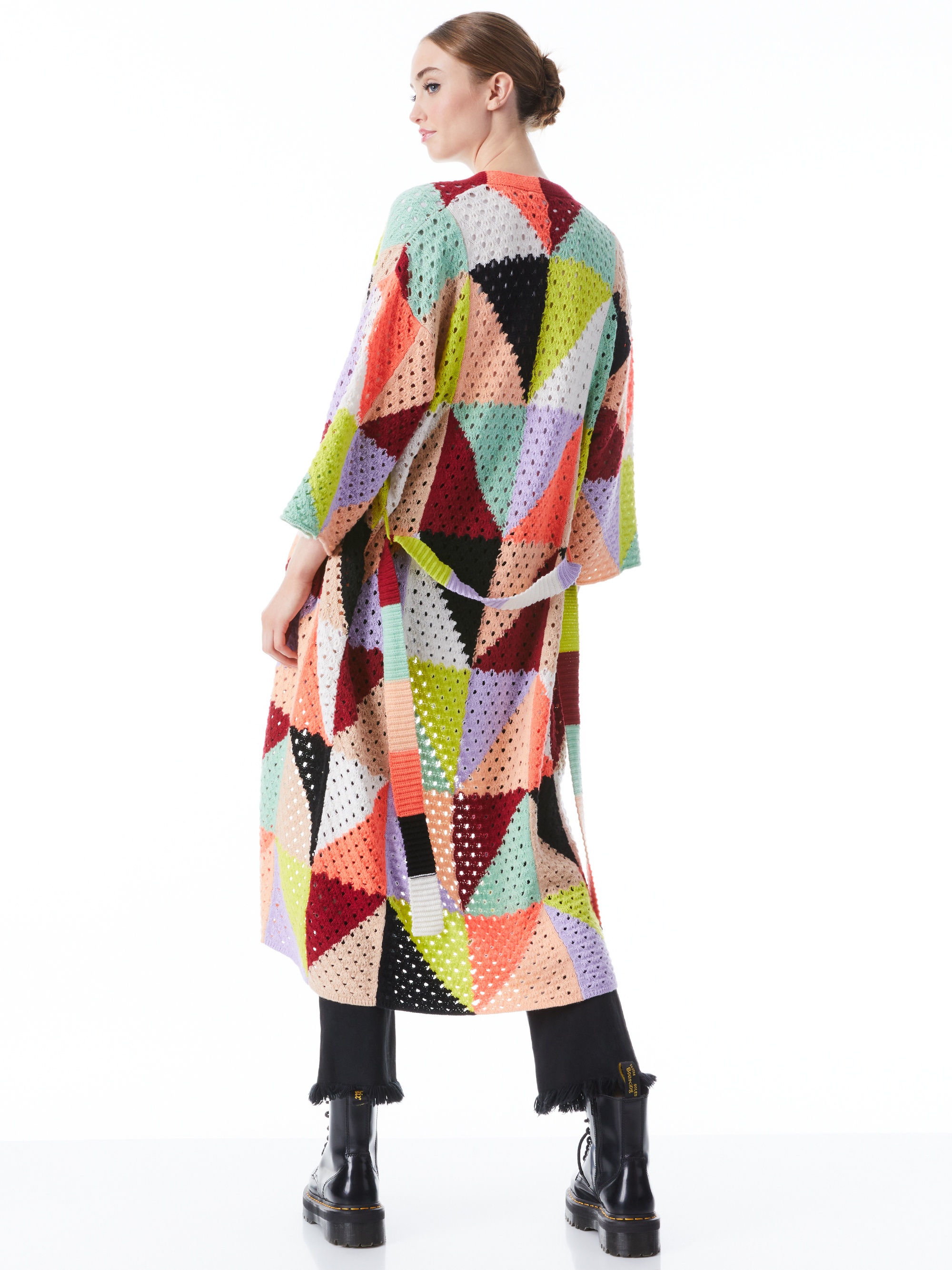 GLADIS PATCHWORK ROBE SWEATER WITH BELT - 3