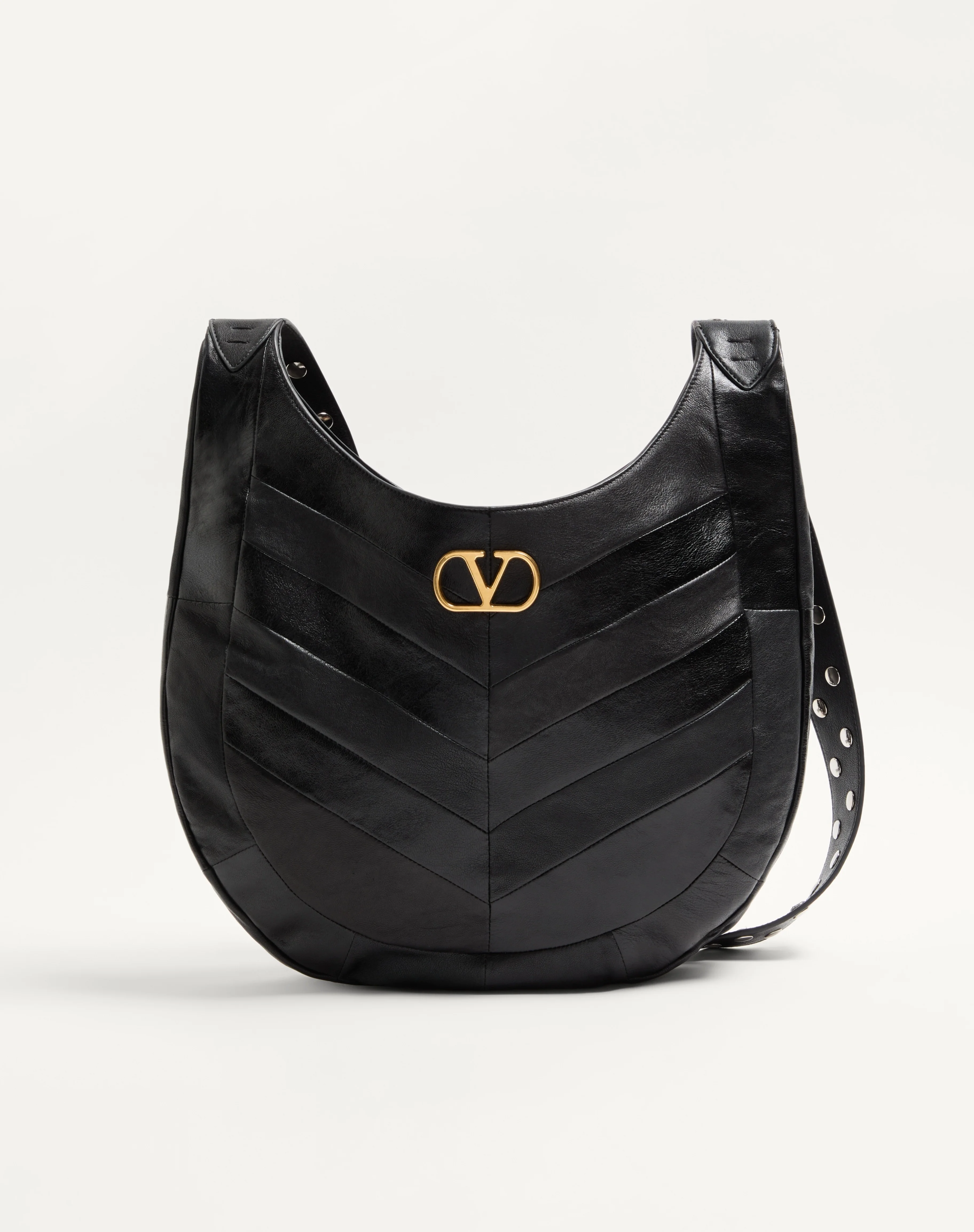 VALENTINO GARAVANI HOBOHO NAPPA LEATHER HOBO BAG WITH CHEVRON PATTERN - 1
