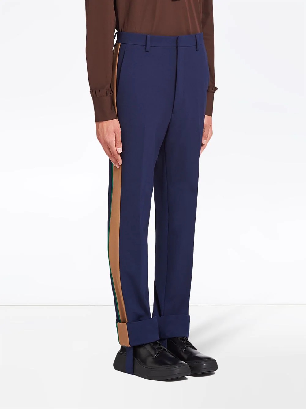 side-stripe straight-leg stirrup trousers - 3