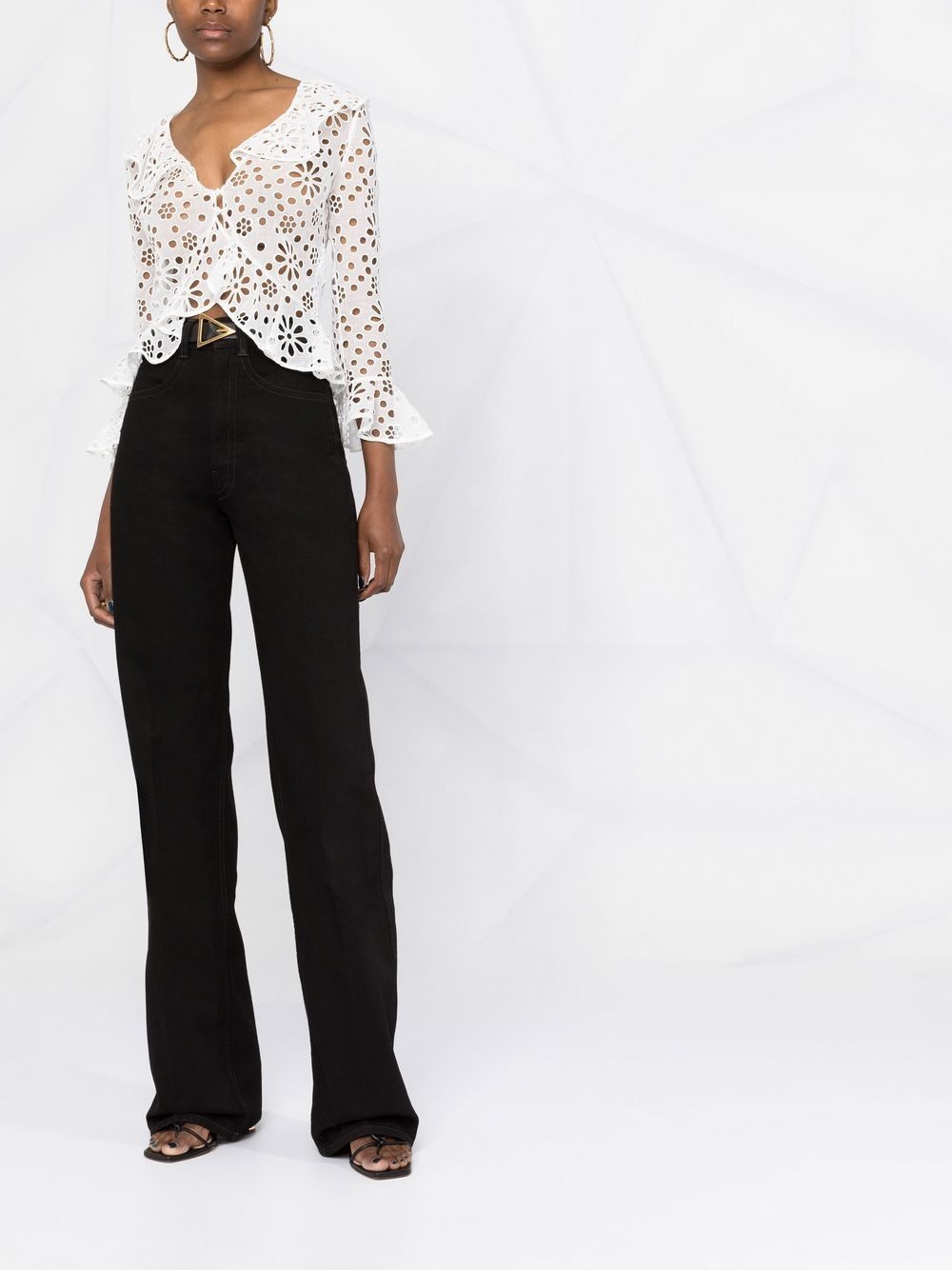 embroidered-design long-sleeve blouse - 2