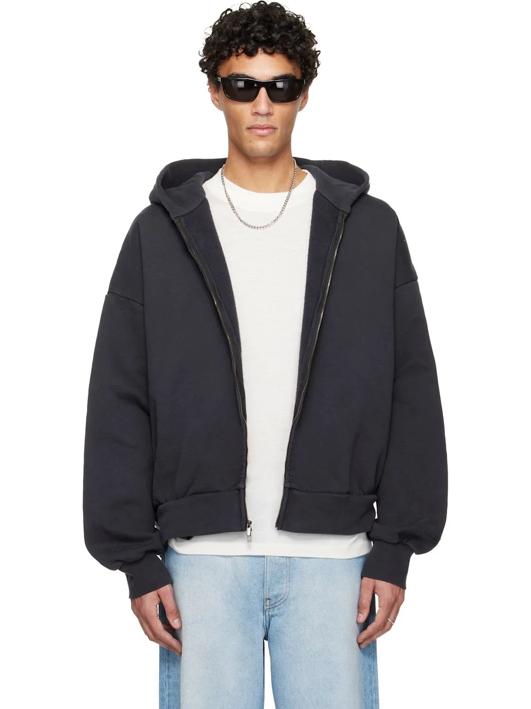 Black Holiday Embroidered Classic Full Zip Hoodie - 1