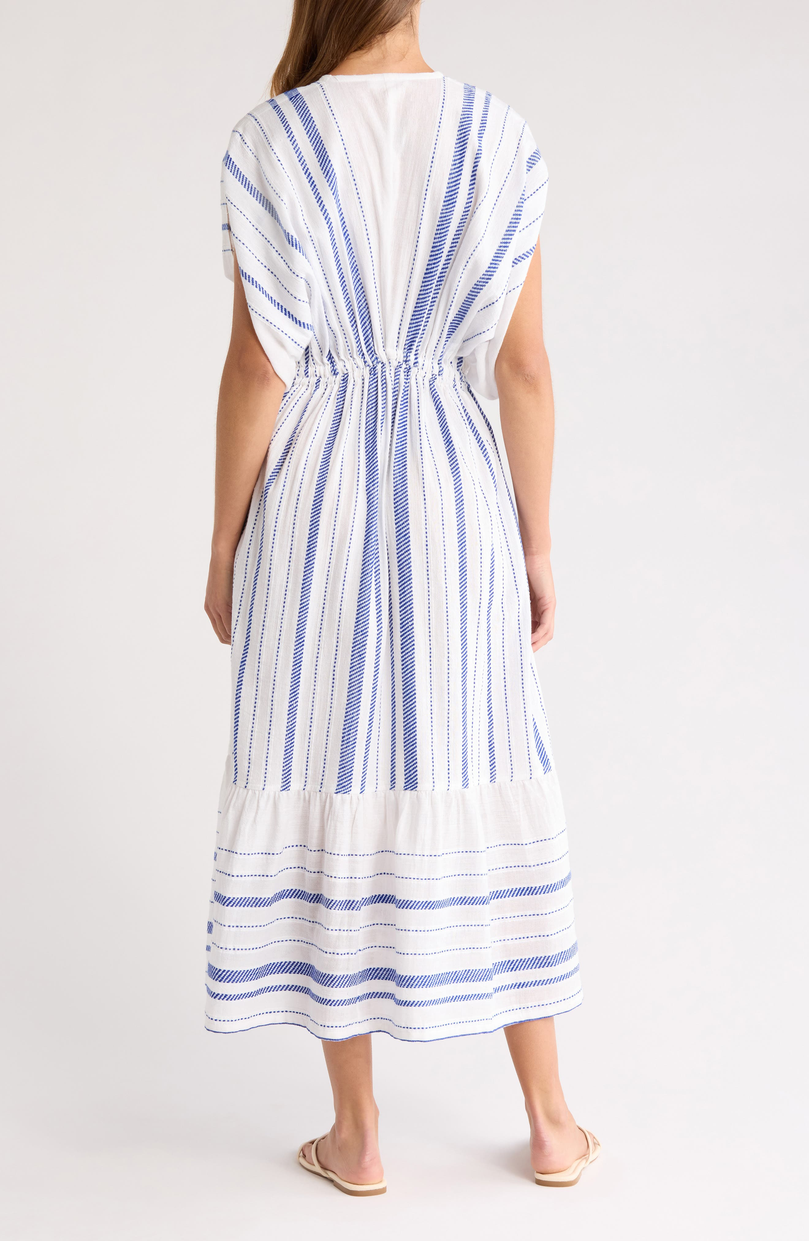 lemlem Leila Embroidered Cotton Blend Cover-Up Sundress in Tiki Azure at Nordstrom - 2