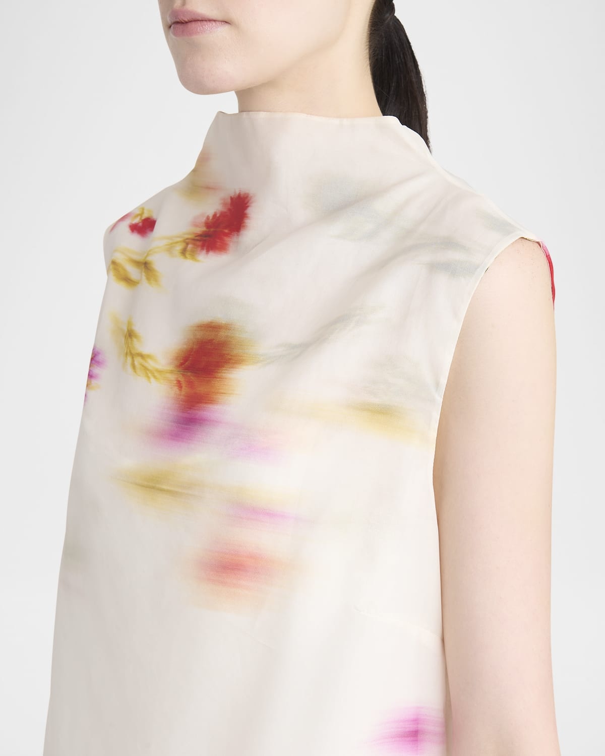 Blossom Flower Organdy Funnel-Neck Mini Dress - 5