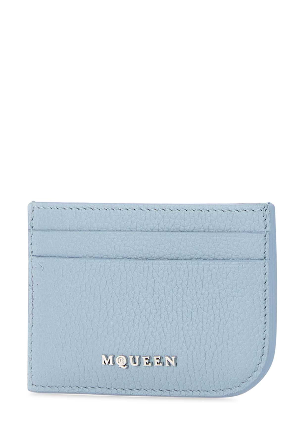 Alexander Mcqueen Men Light Blue Leather Card Holder - 2