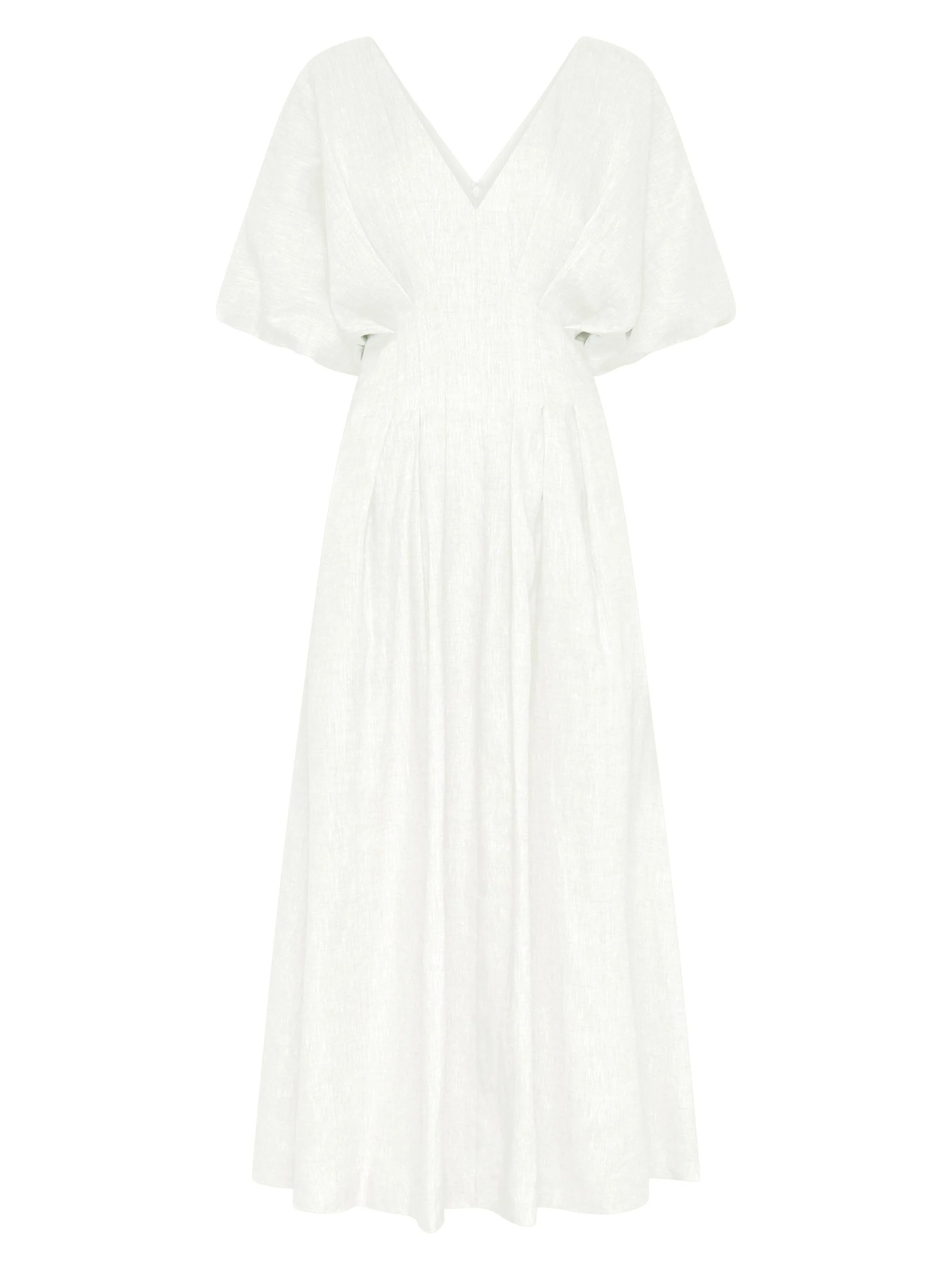 Women's Vicky Pleated Linen-Blend Midi-Dress - Ivory - 1