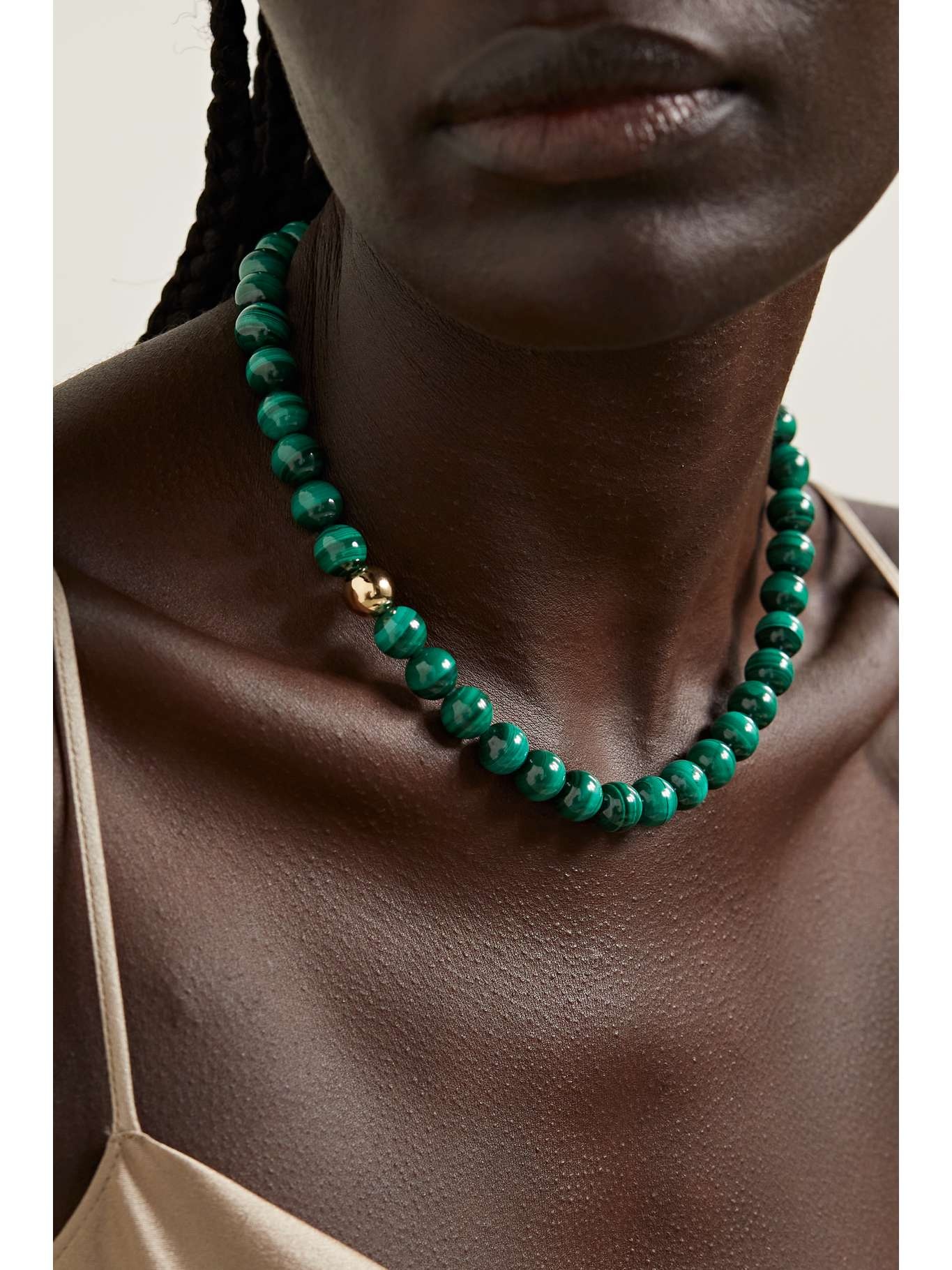 14-karat gold malachite necklace - 2