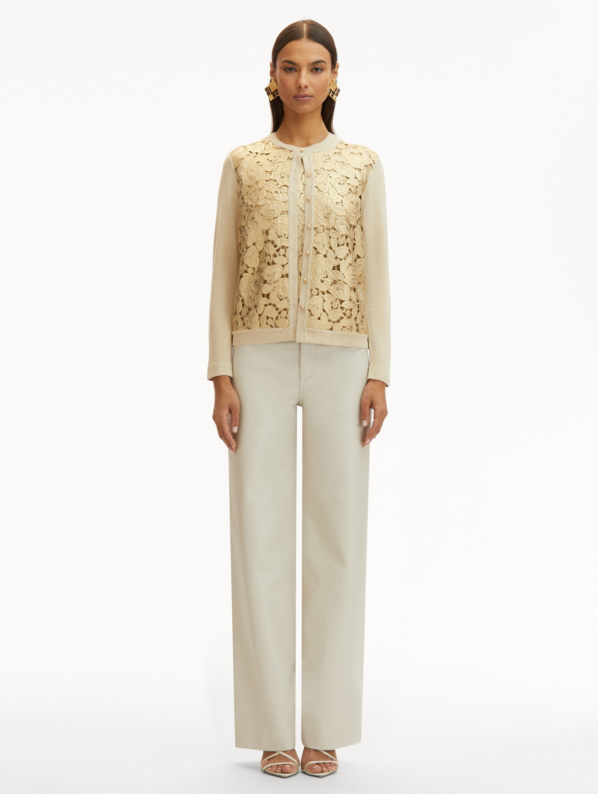 GOLD FOIL ENGLISH ROSE INSET CARDIGAN - 3