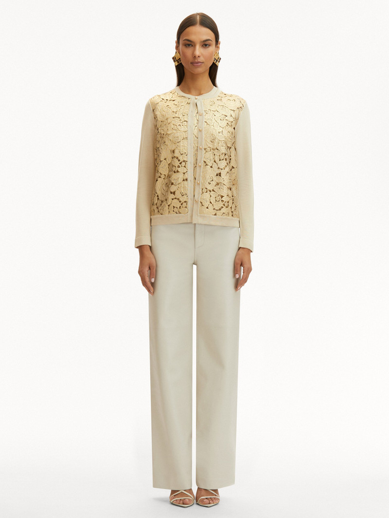 GOLD FOIL ENGLISH ROSE INSET CARDIGAN 3