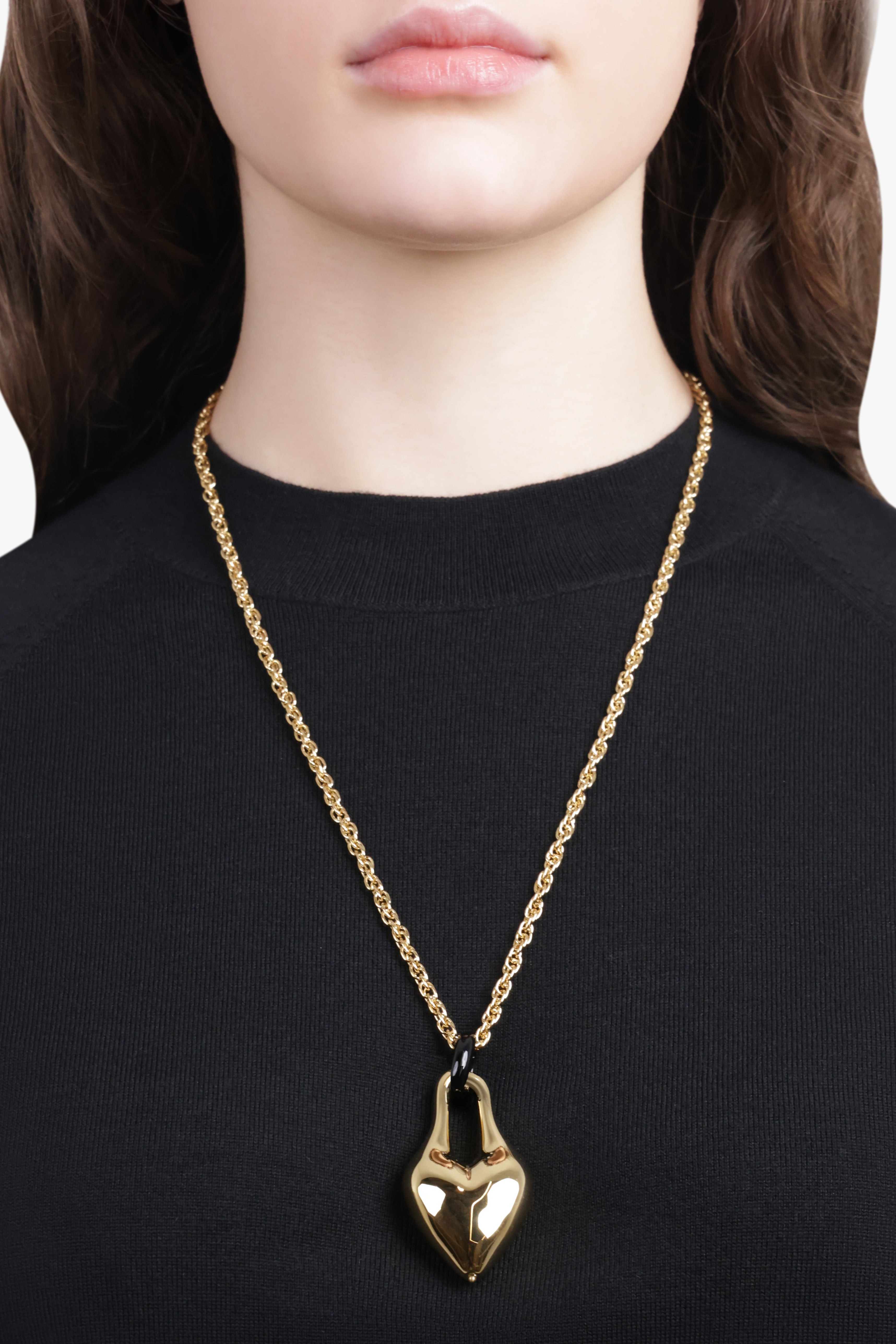 DRIPPING HEART PENDANT NECKLACE | GOLD/BLACK - 3