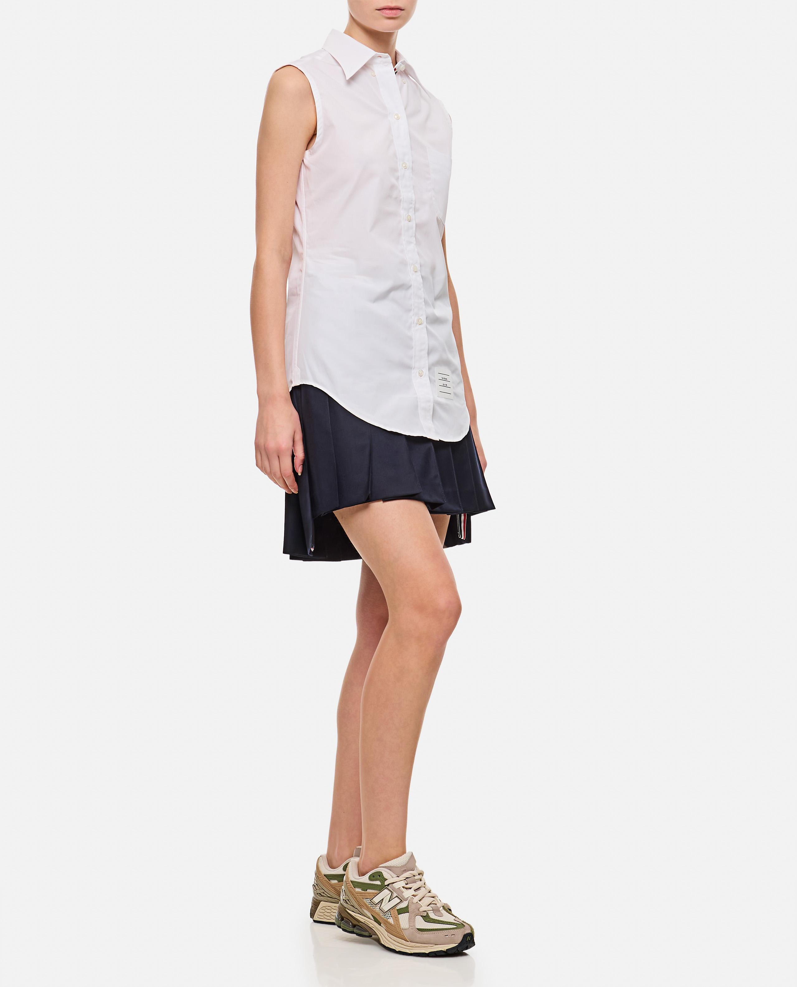 DROPPED BACK PLEATED WOOL MINI SKIRT - 3
