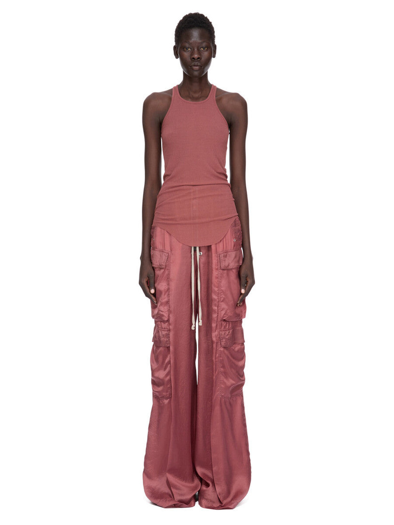 Rick Owens Satin-twill wide-leg cargo pants Antique rose outlook