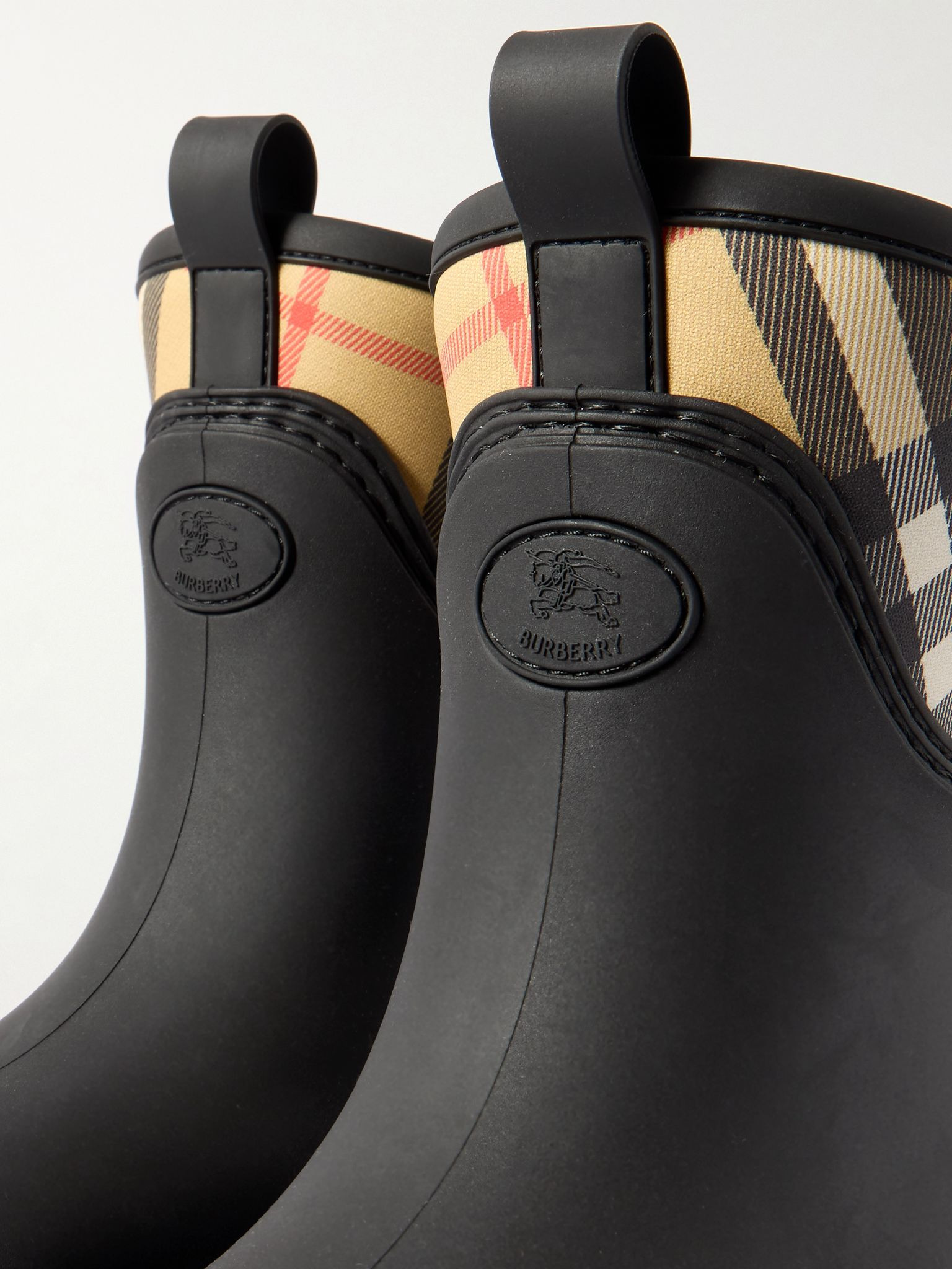Checked nylon-paneled rubber ankle boots Black - 4