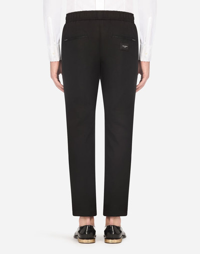 Dolce & Gabbana Stretch cotton jogging pants with plate outlook