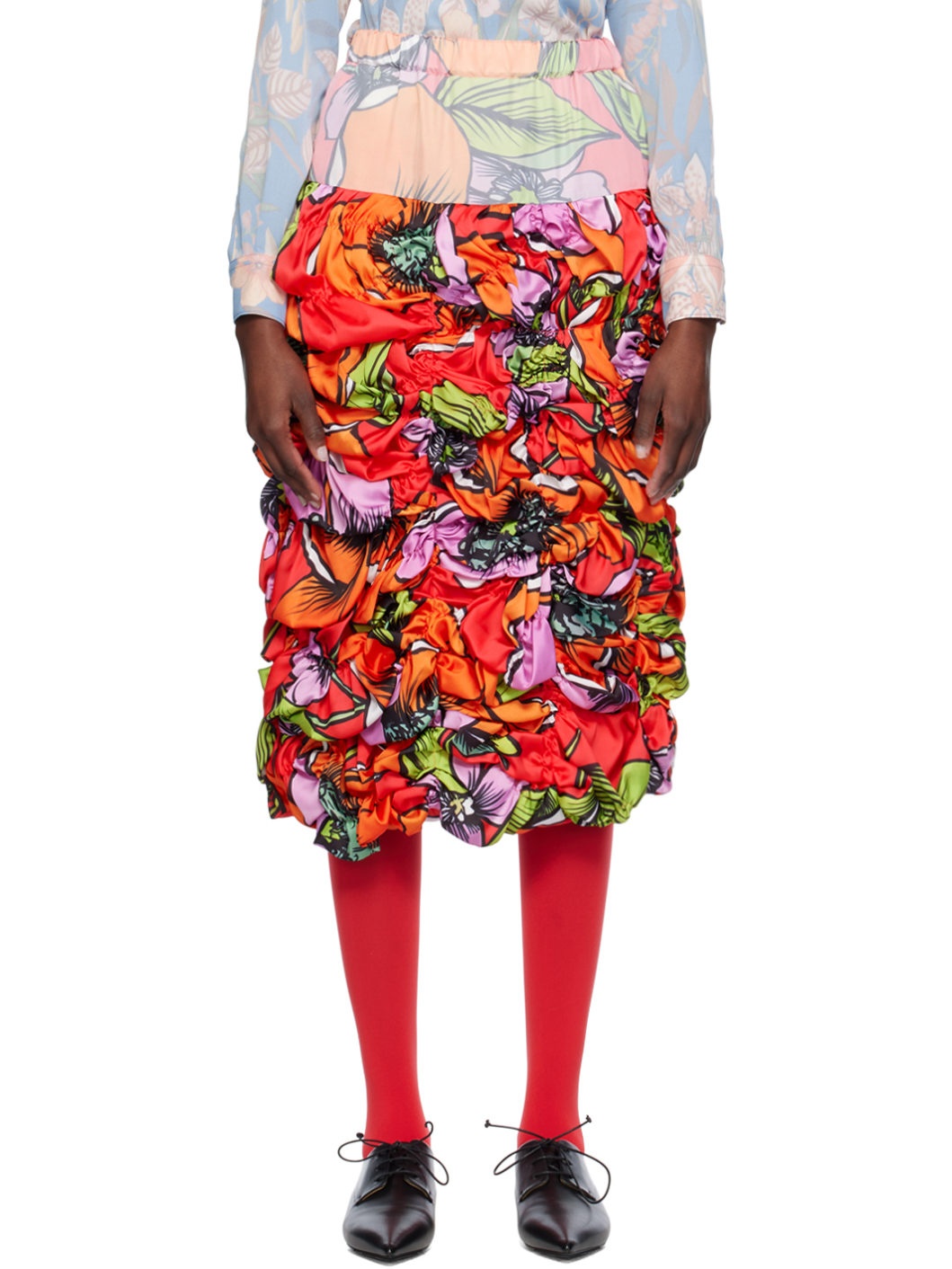 Multicolor Floral Midi Skirt - 1