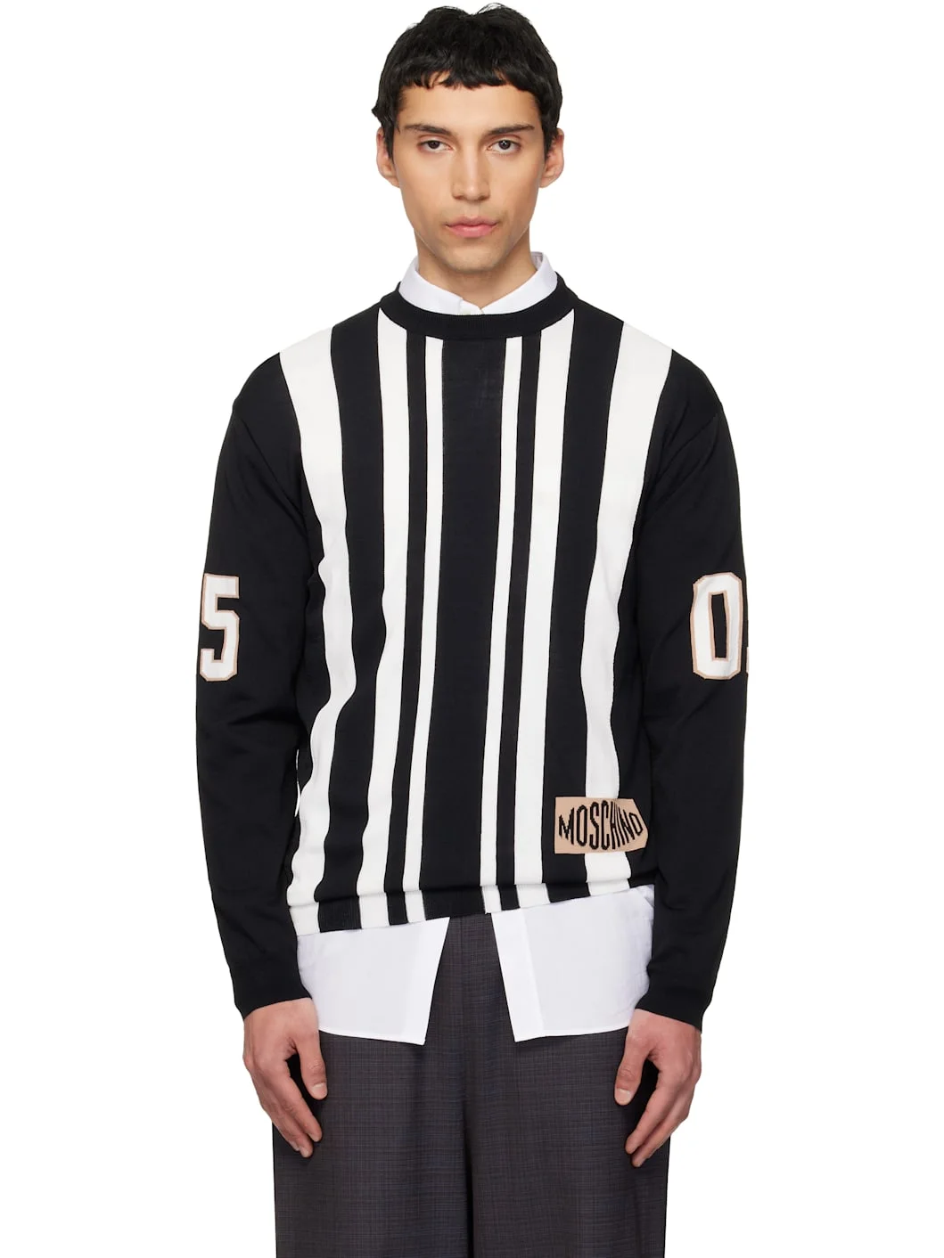 Black & White Sport Inspired Sweater - 1