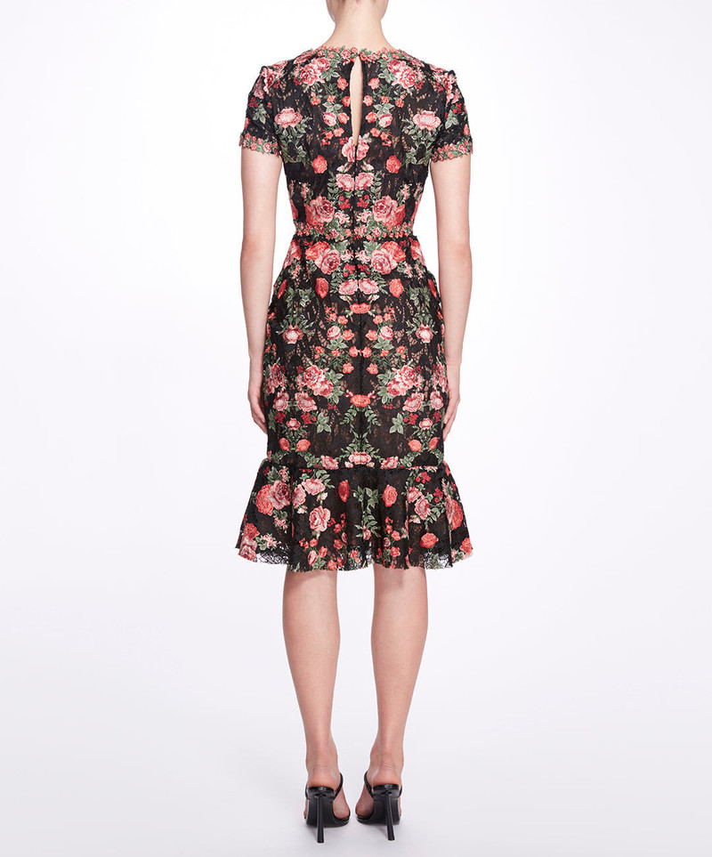 Marchesa EMBROIDERED GUIPURE V-NECK COCKTAIL outlook