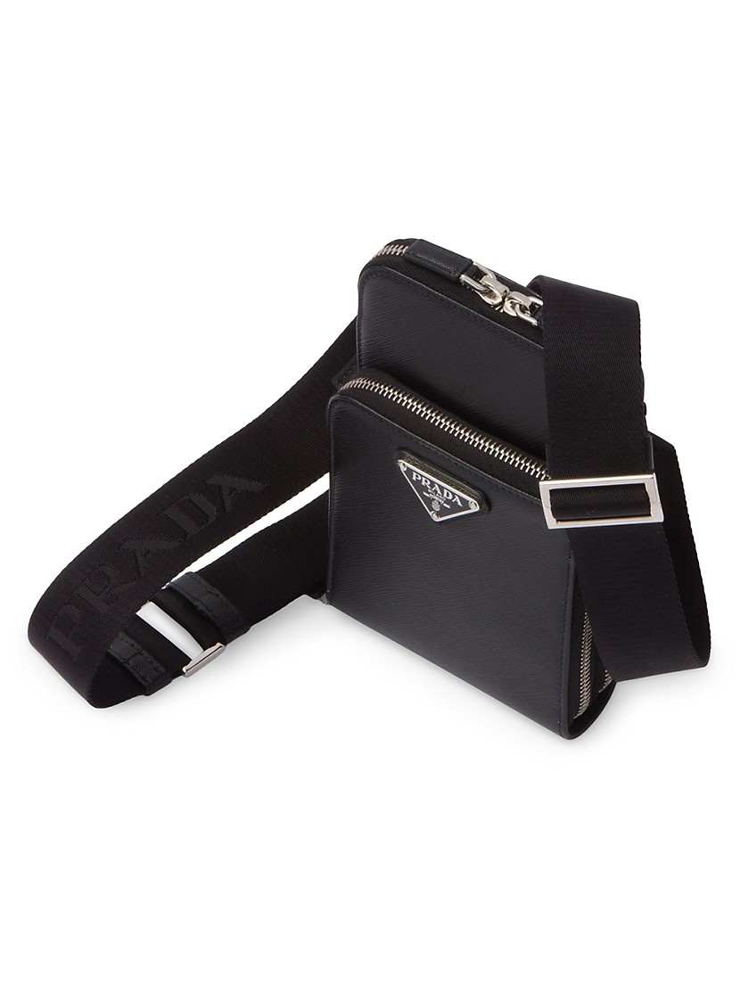 Prada AirTag Saffiano Leather Holder - Black
