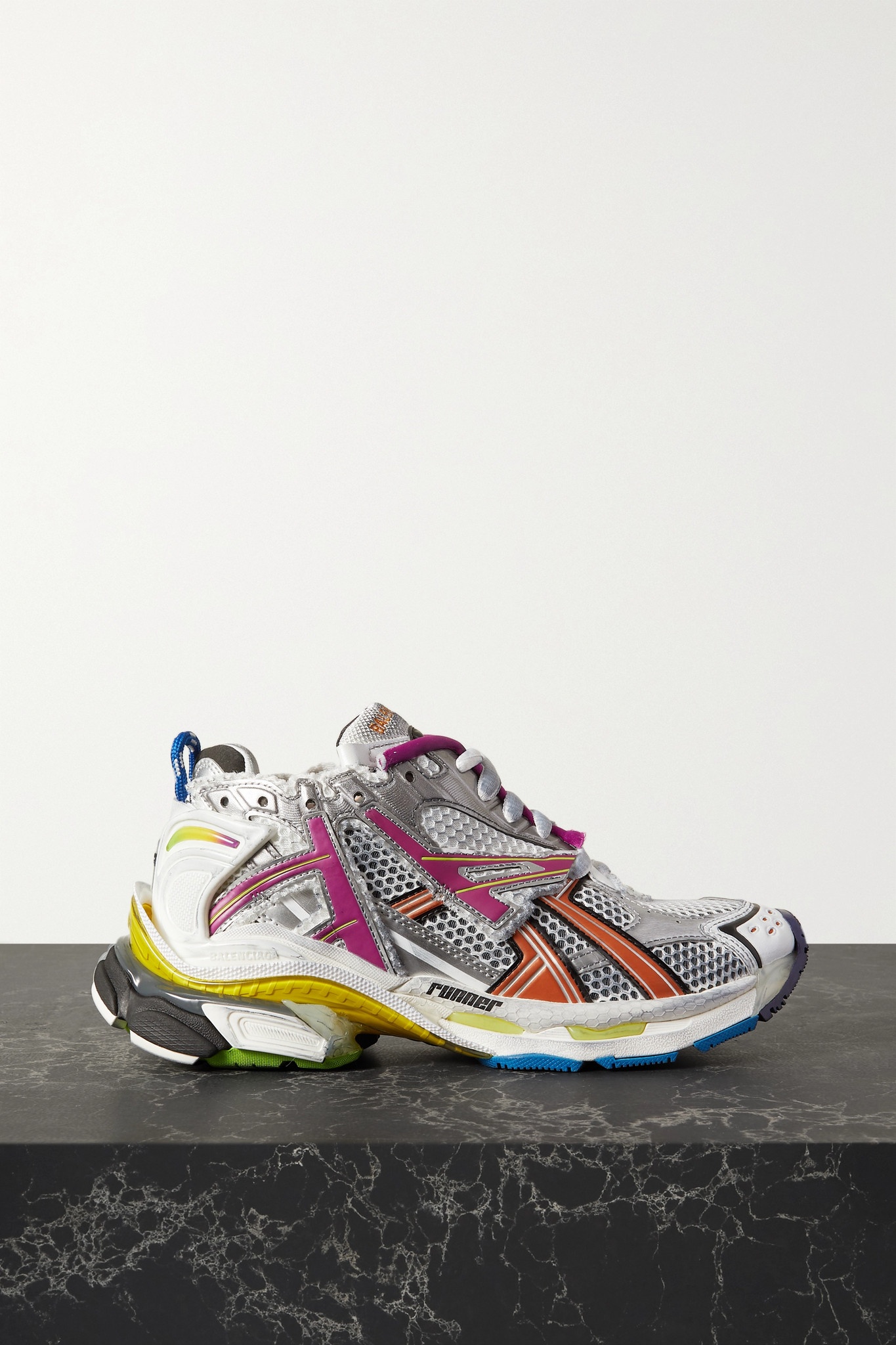 BALENCIAGA Runner ラバー メッシュ スニーカー 60mm ロゴ Balenciaga 60mm Runner Faux Leather Sneakers - Black