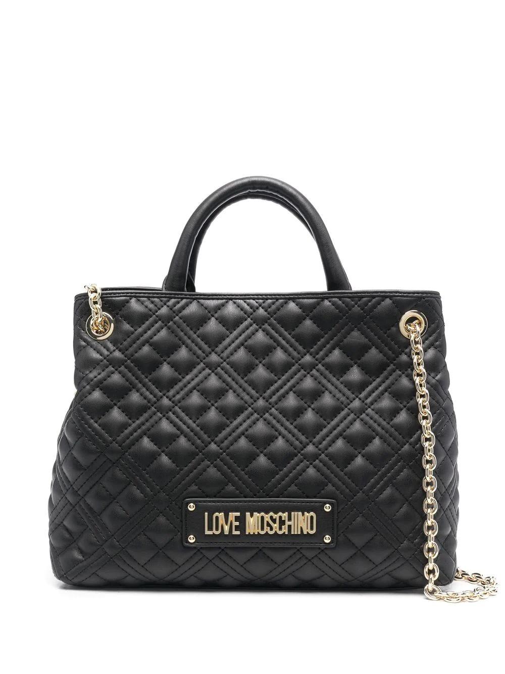 logo-lettering quilted bag - 1