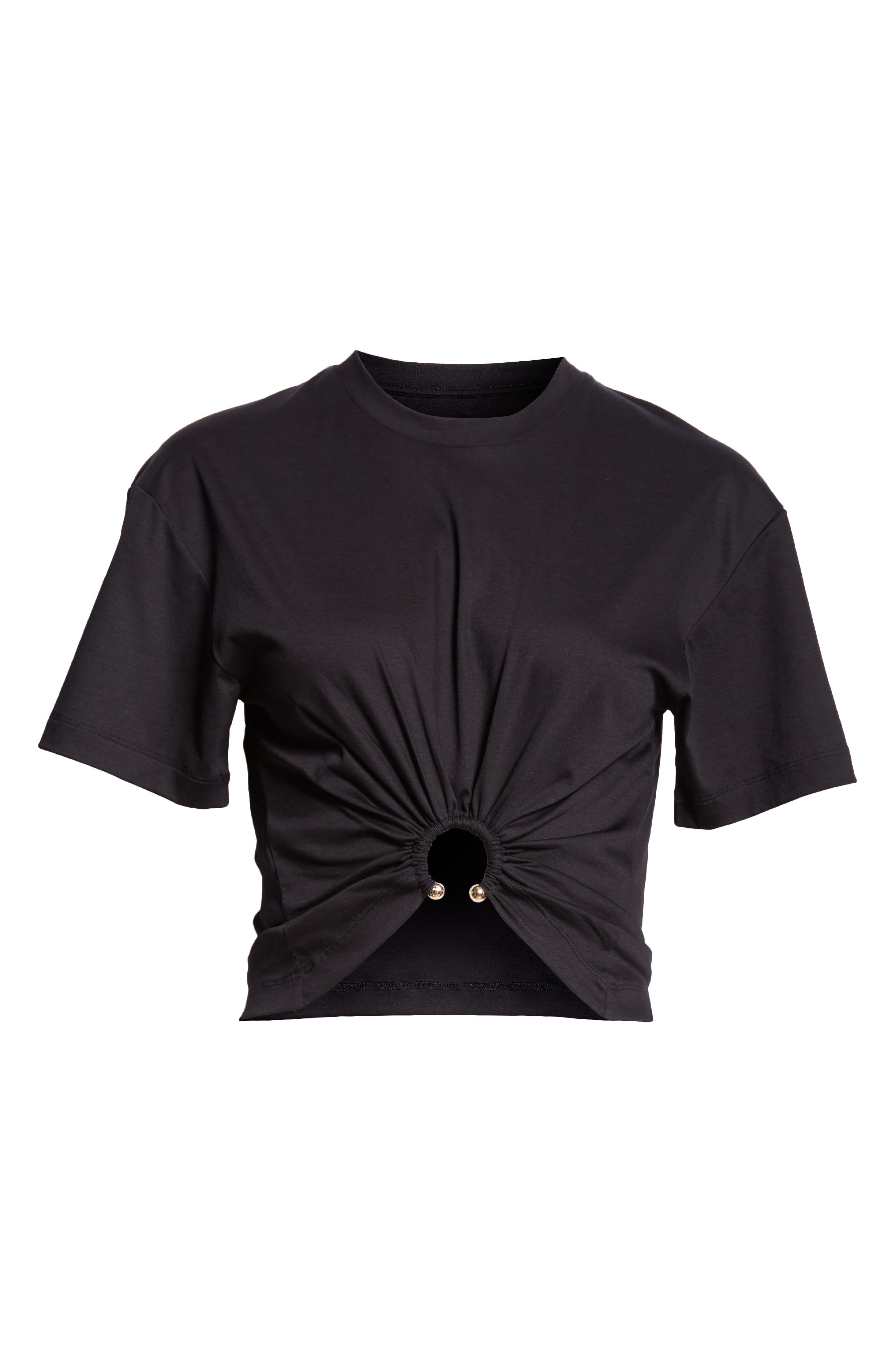Rabanne Hardware Detail Cotton T-Shirt in Black at Nordstrom - 6