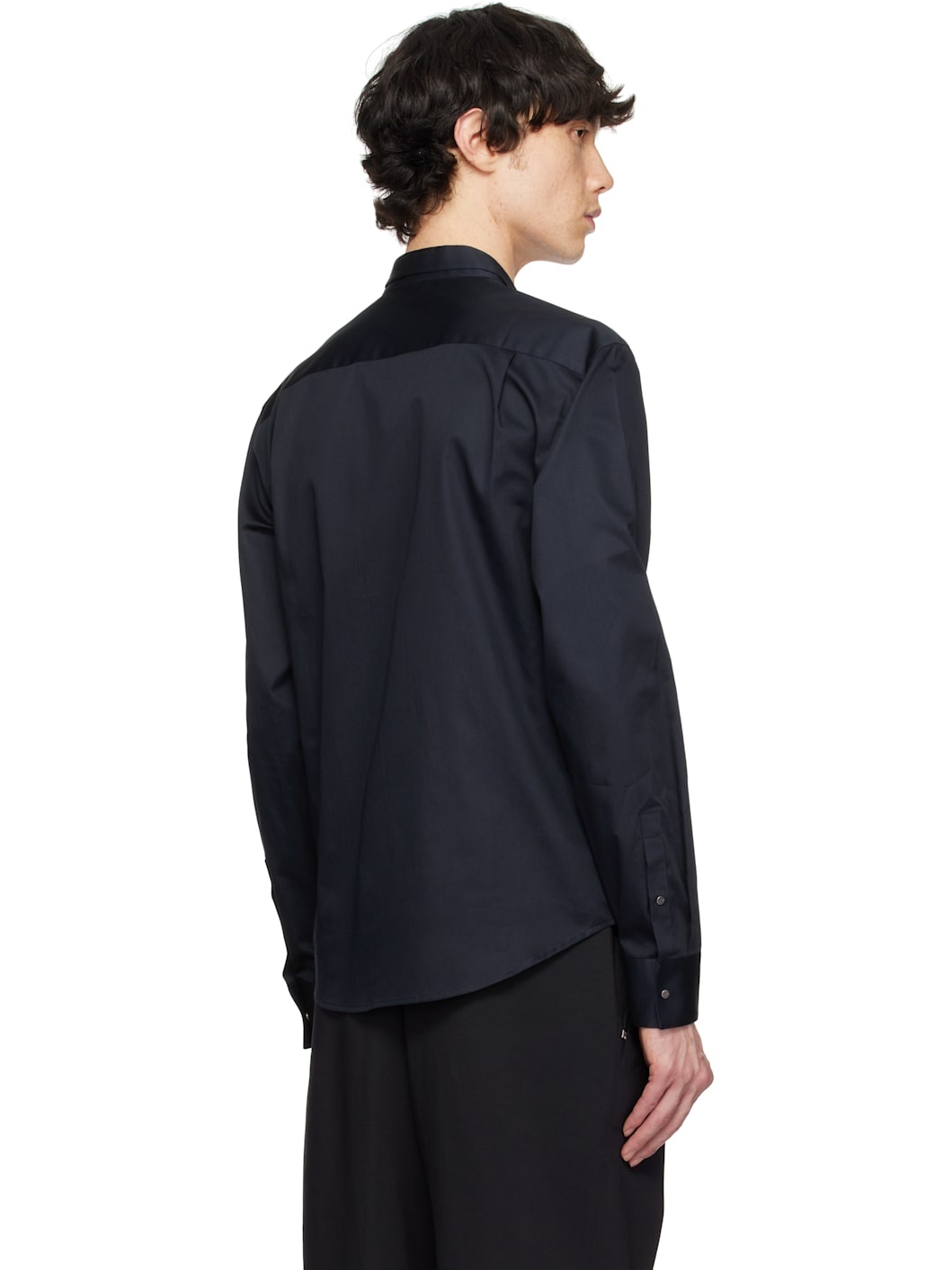 Navy Band Collar Shirt - 3
