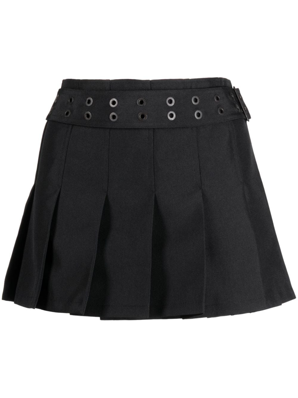 belted invert-pleated miniskirt - 1