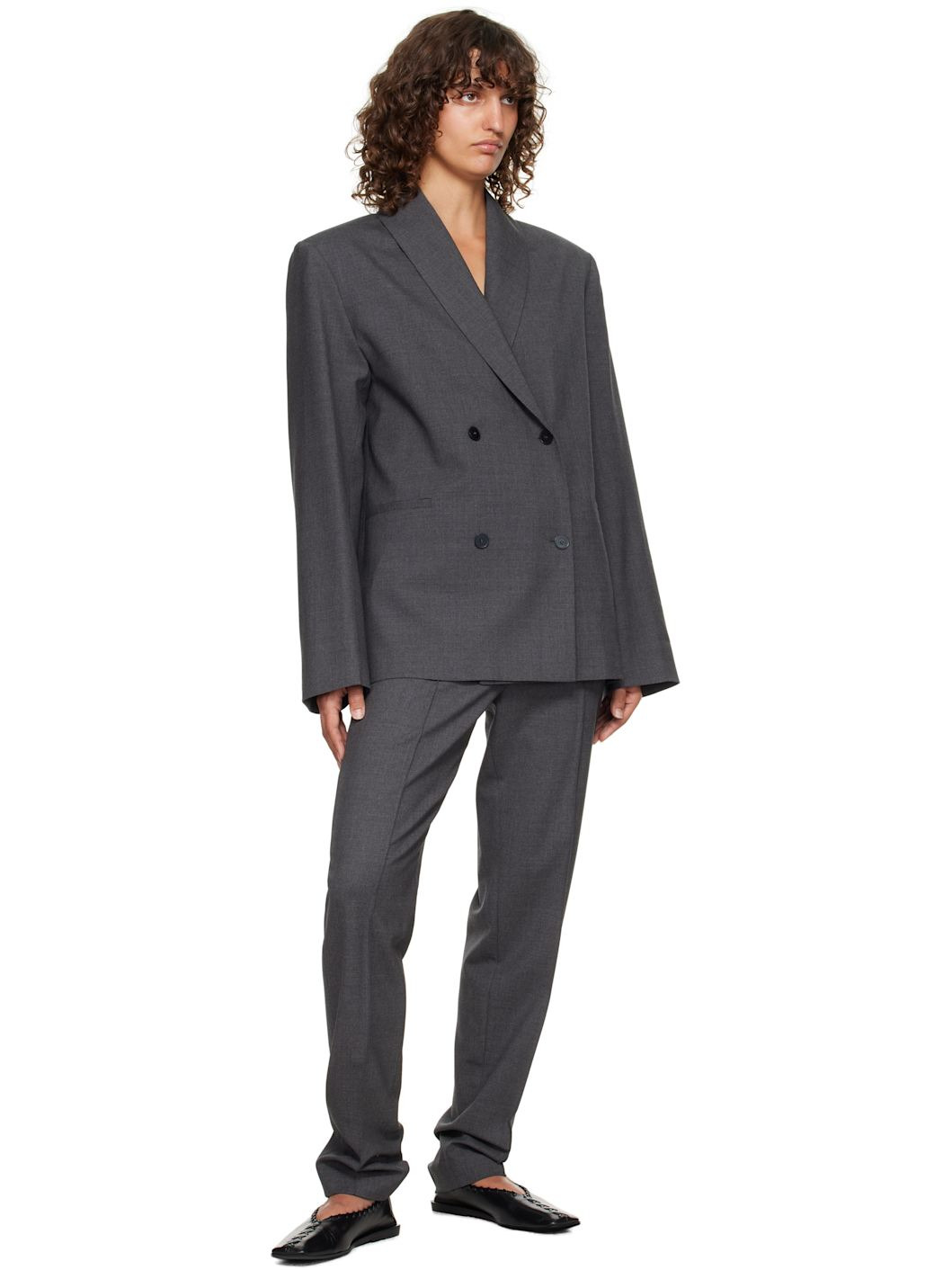 Gray Malka Fitted Trousers - 4