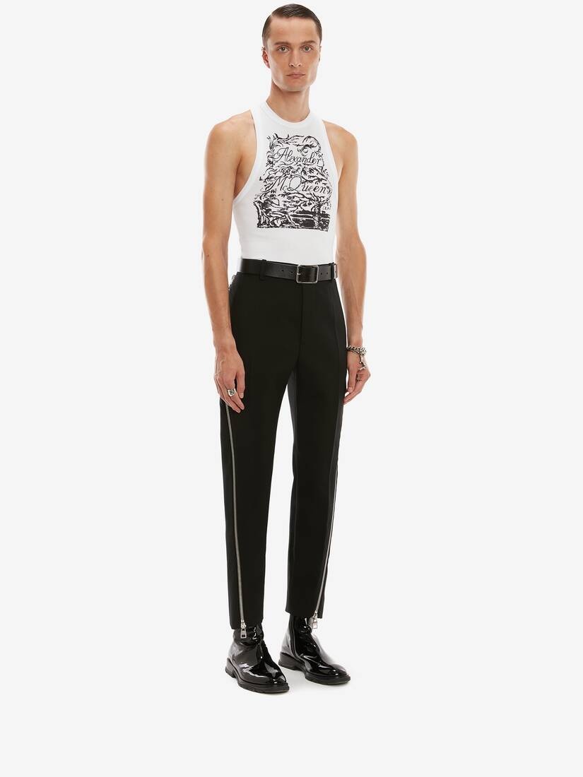 Zip Detail Trousers in Black - 2
