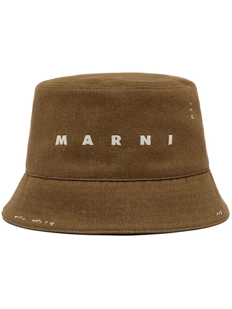 logo-embroidered cotton bucket hat 1