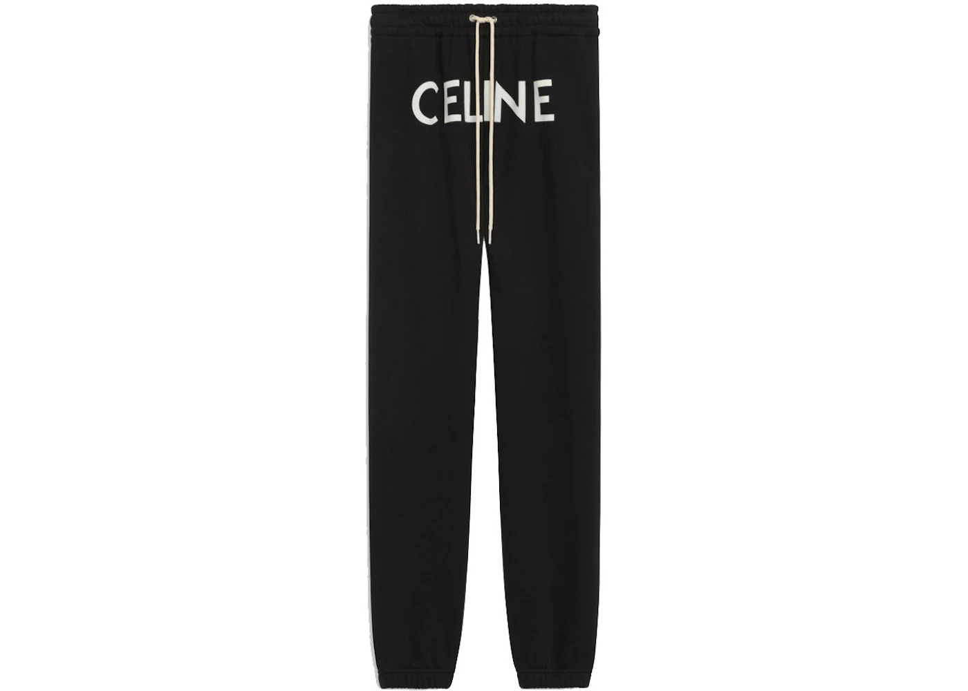 Celine Track Pants In Cotton Fleece Black/White - 1
