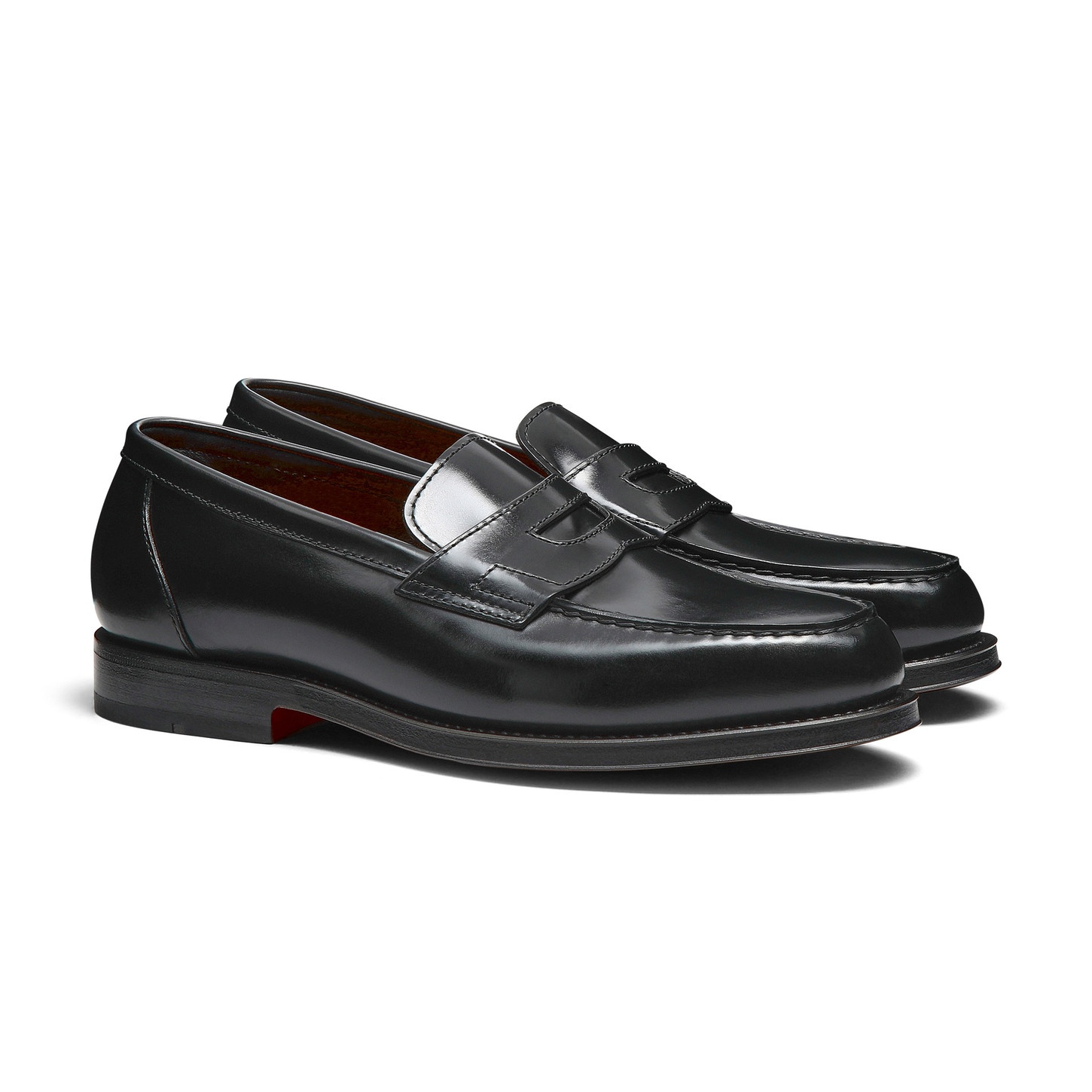 Men's black leather penny loafer - 3