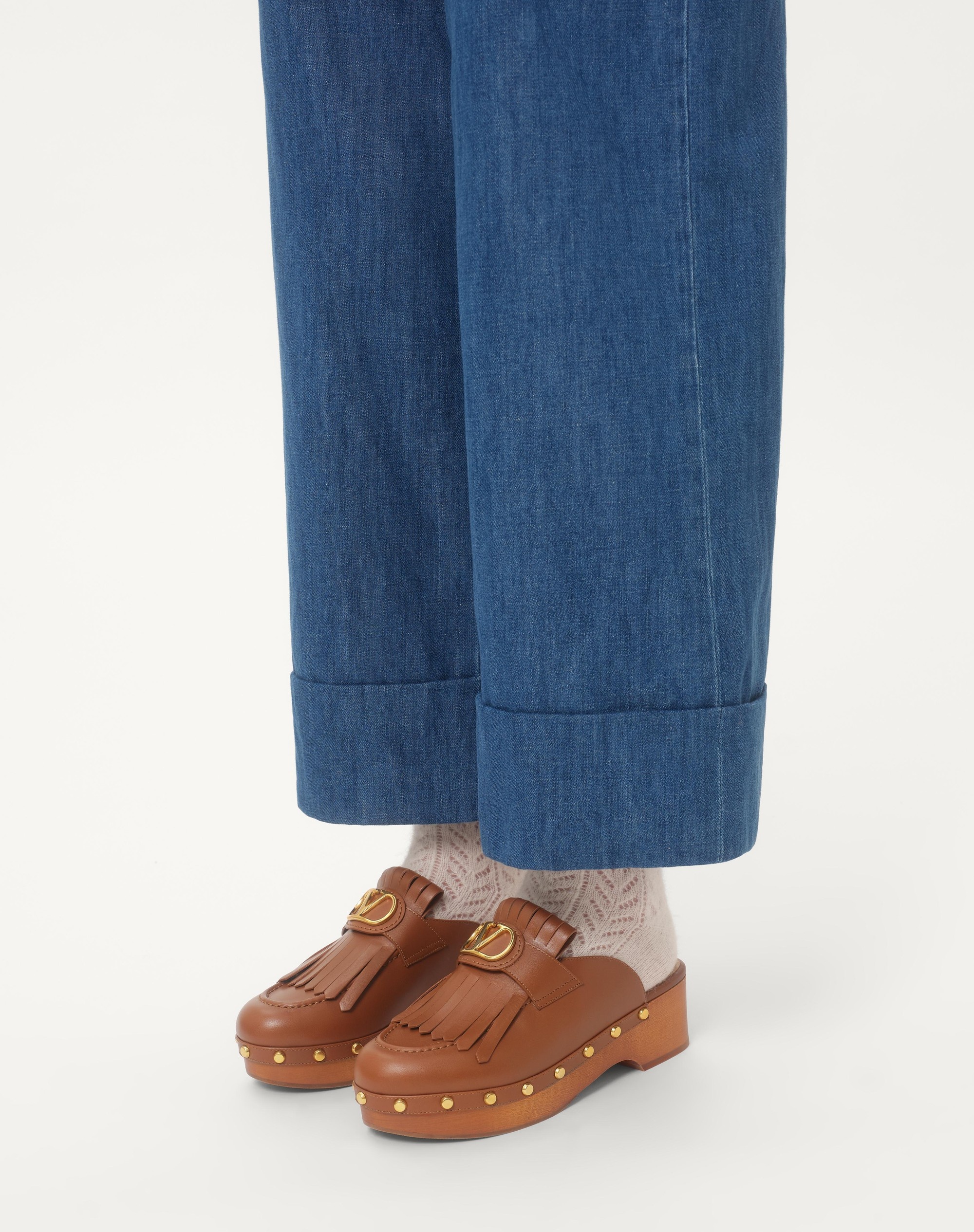 VLOGO SIGNATURE FRINGED CALFSKIN CLOG 45MM - 2