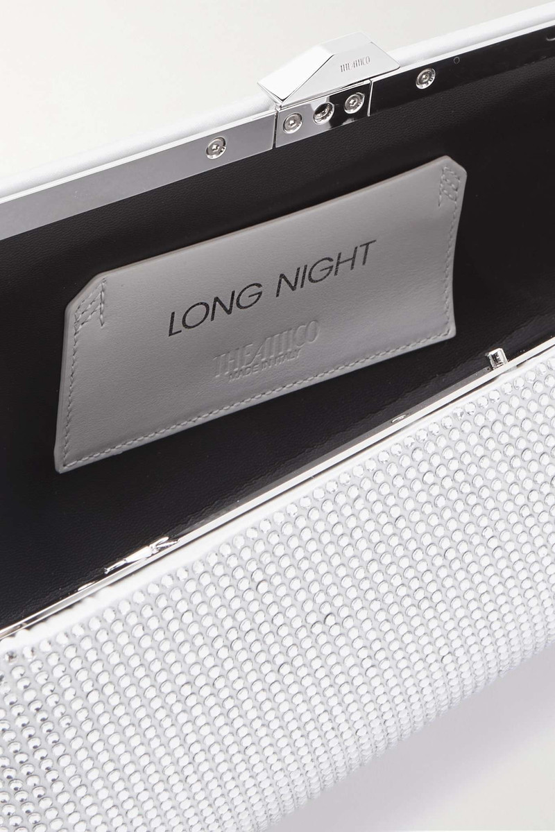 Long Night small crystal-embellished satin clutch 5