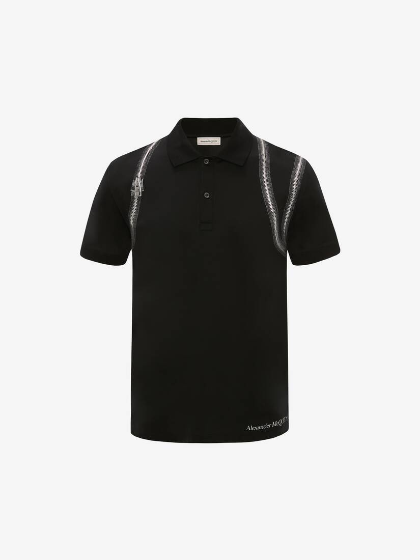Zip Harness  Polo in Black - 1