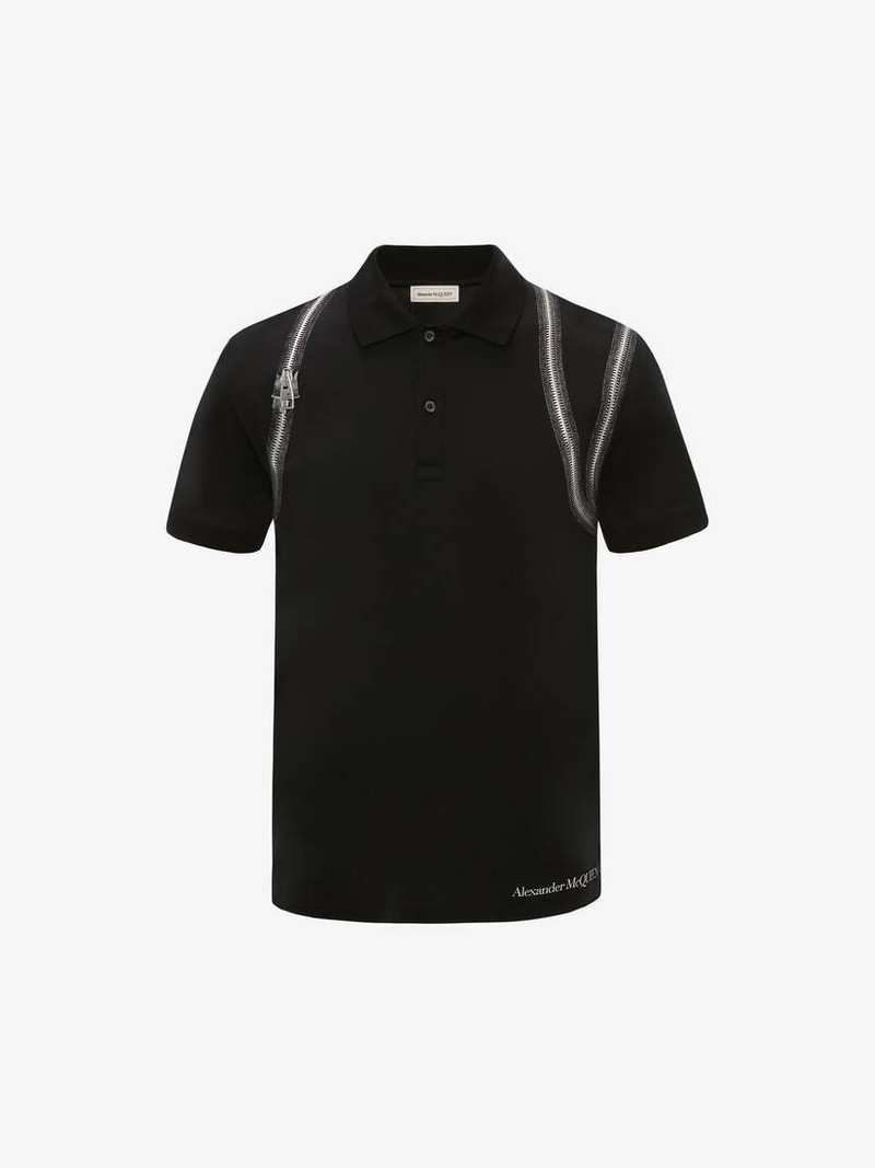 Zip Harness  Polo in Black 1