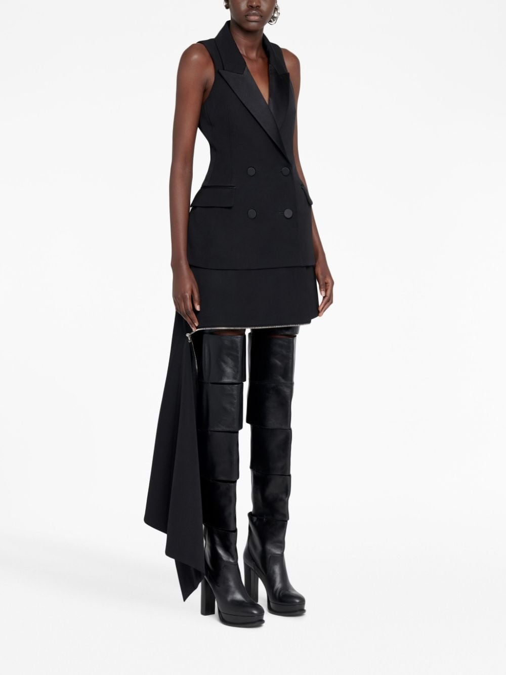 asymmetric zip-slash miniskirt - 3