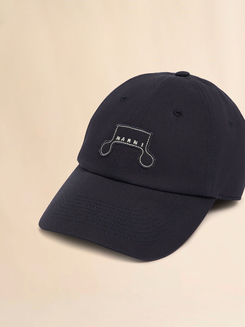 DEEP BLUE ORGANIC GABARDINE BASEBALL CAP WITH TRUNKAROO PATCH - 4