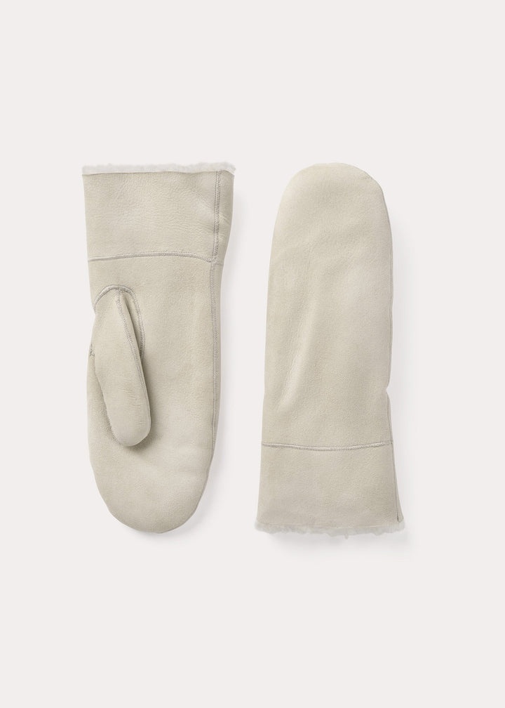 Suede shearling mittens macadamia - 1