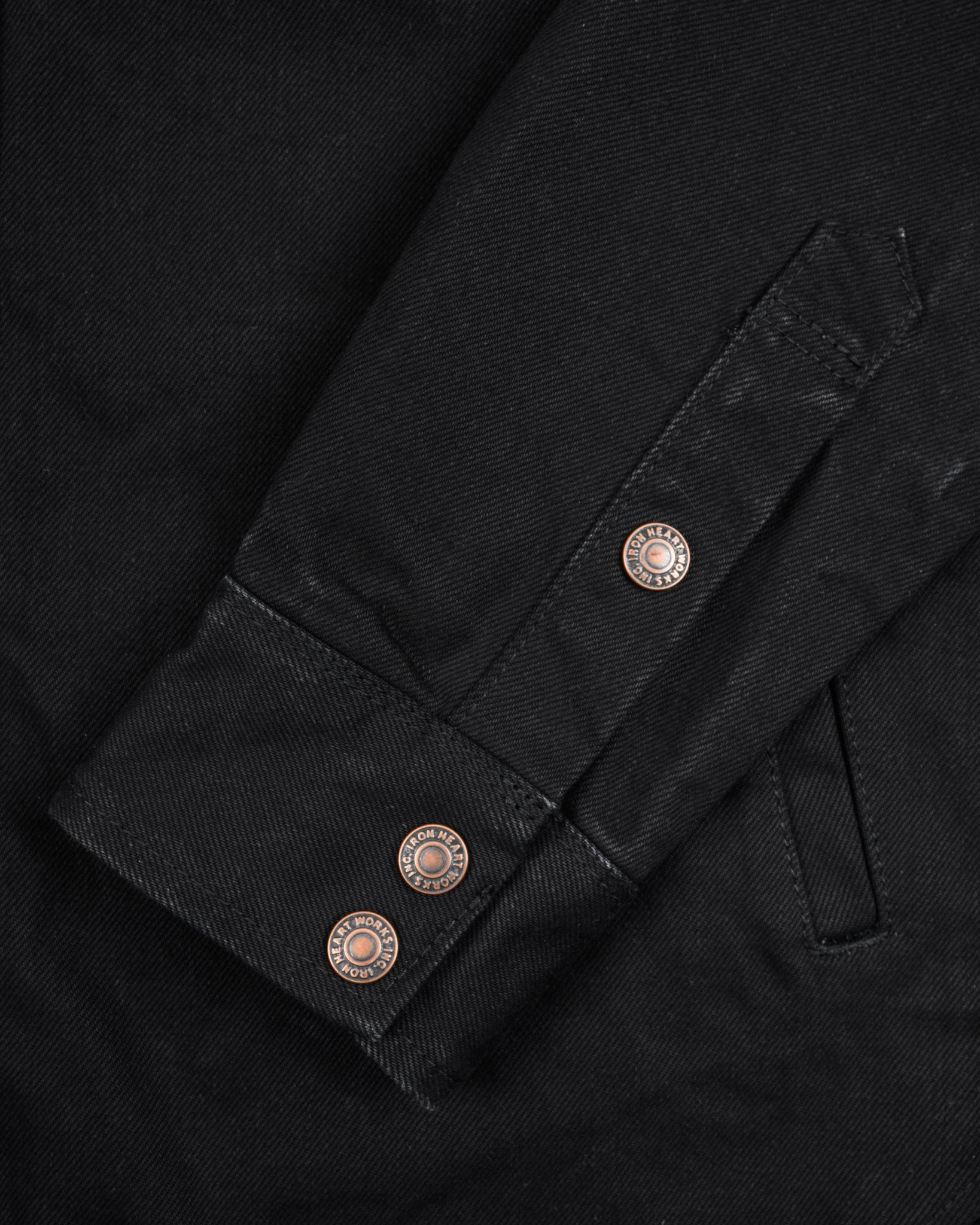 IHSH-362-BLK 16oz Non-Selvedge Denim CPO Shirt - Superblack (Fades To Grey) - 9