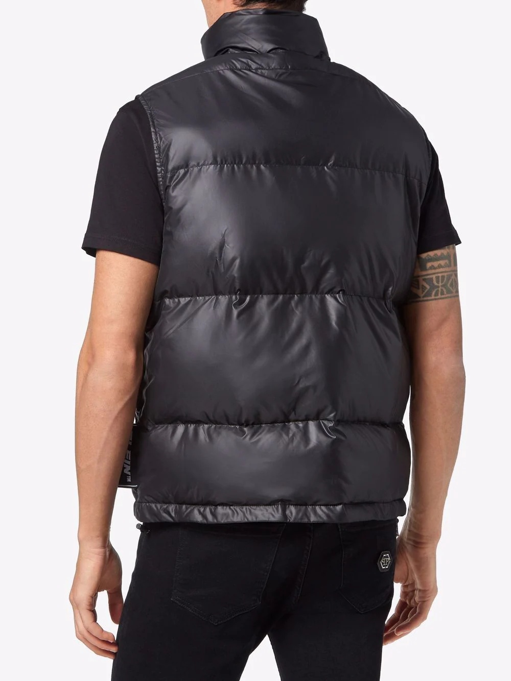 padded high-neck logo gilet - 4