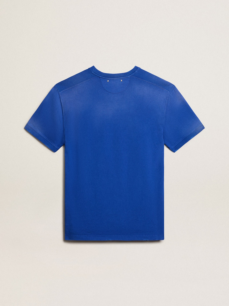 Blue cotton T-shirt with Marathon poster on the front 5