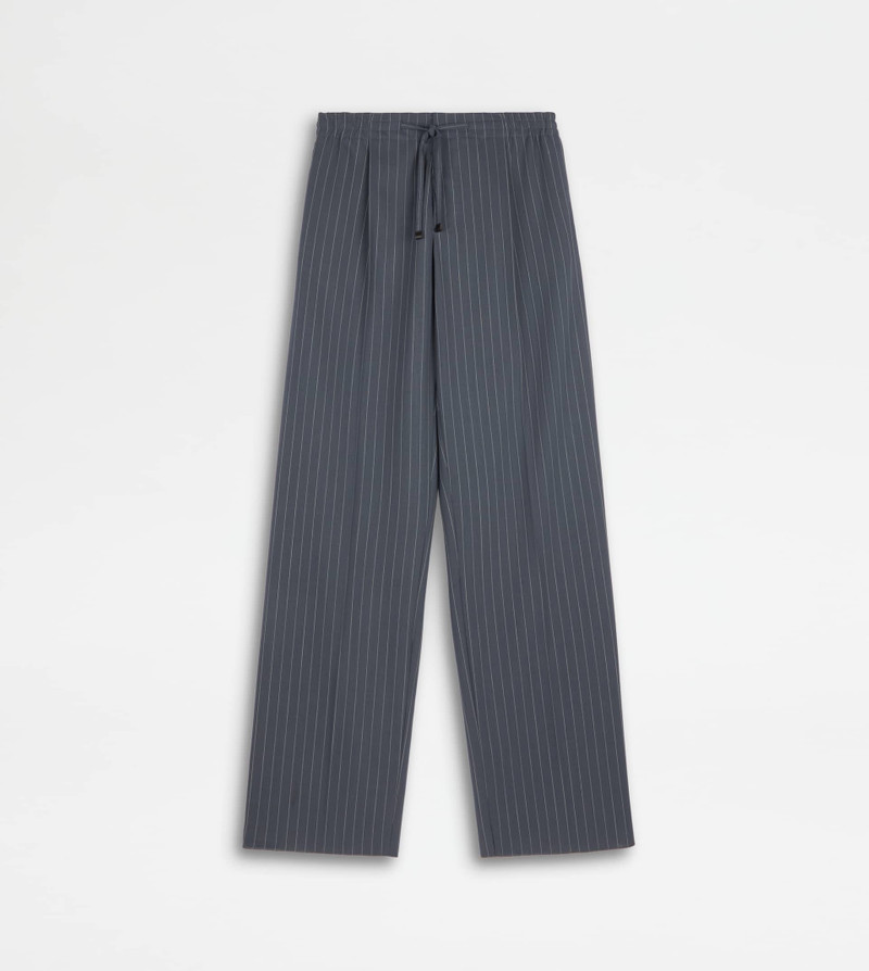 PANTS IN PINSTRIPE WOOL WITH DRAWSTRING - GREY 1