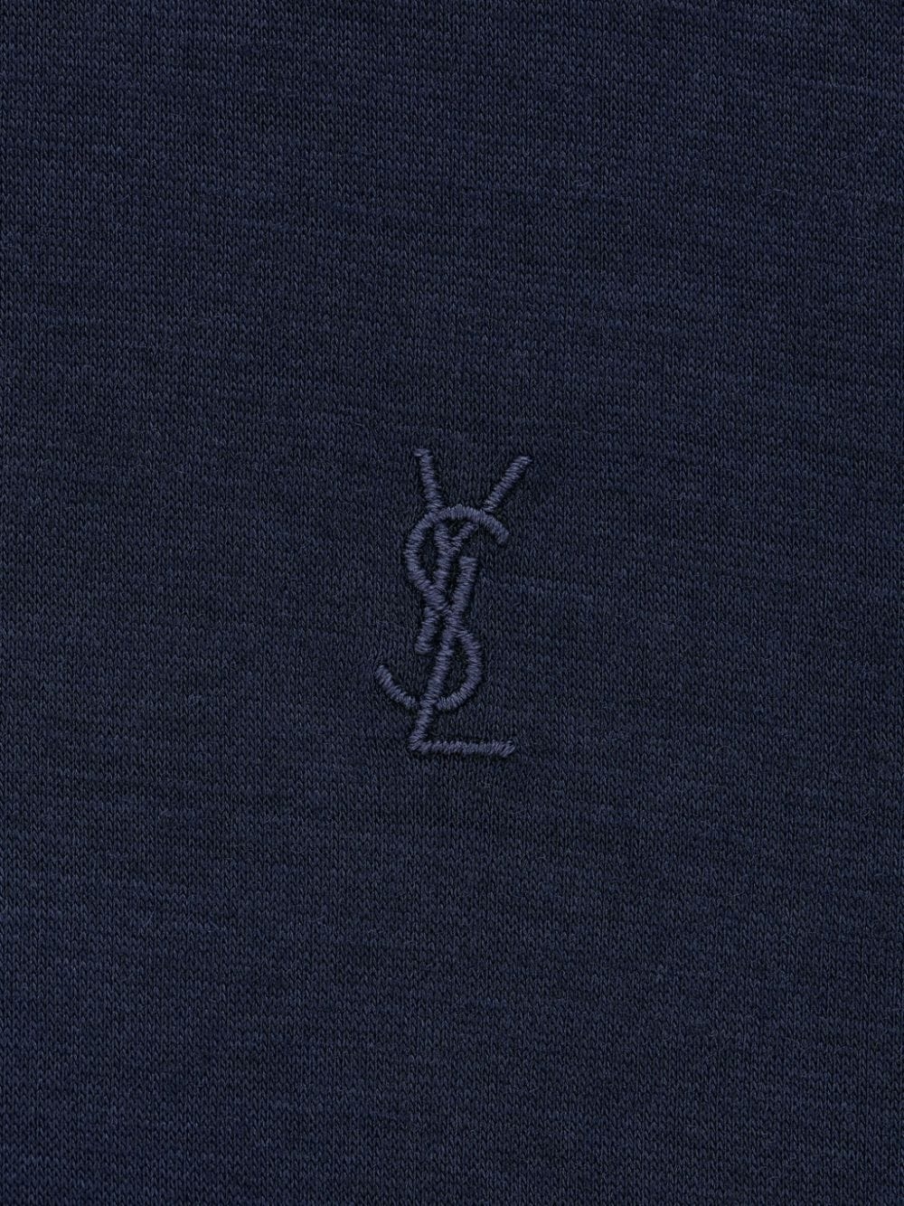 logo-embroidered wool-silk blend T-shirt - 6