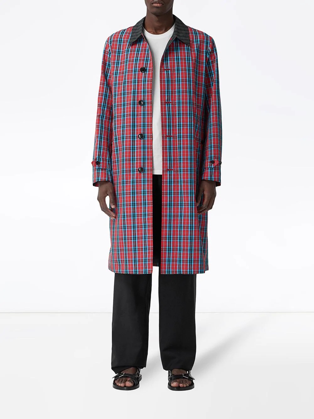 checked twill car coat - 3