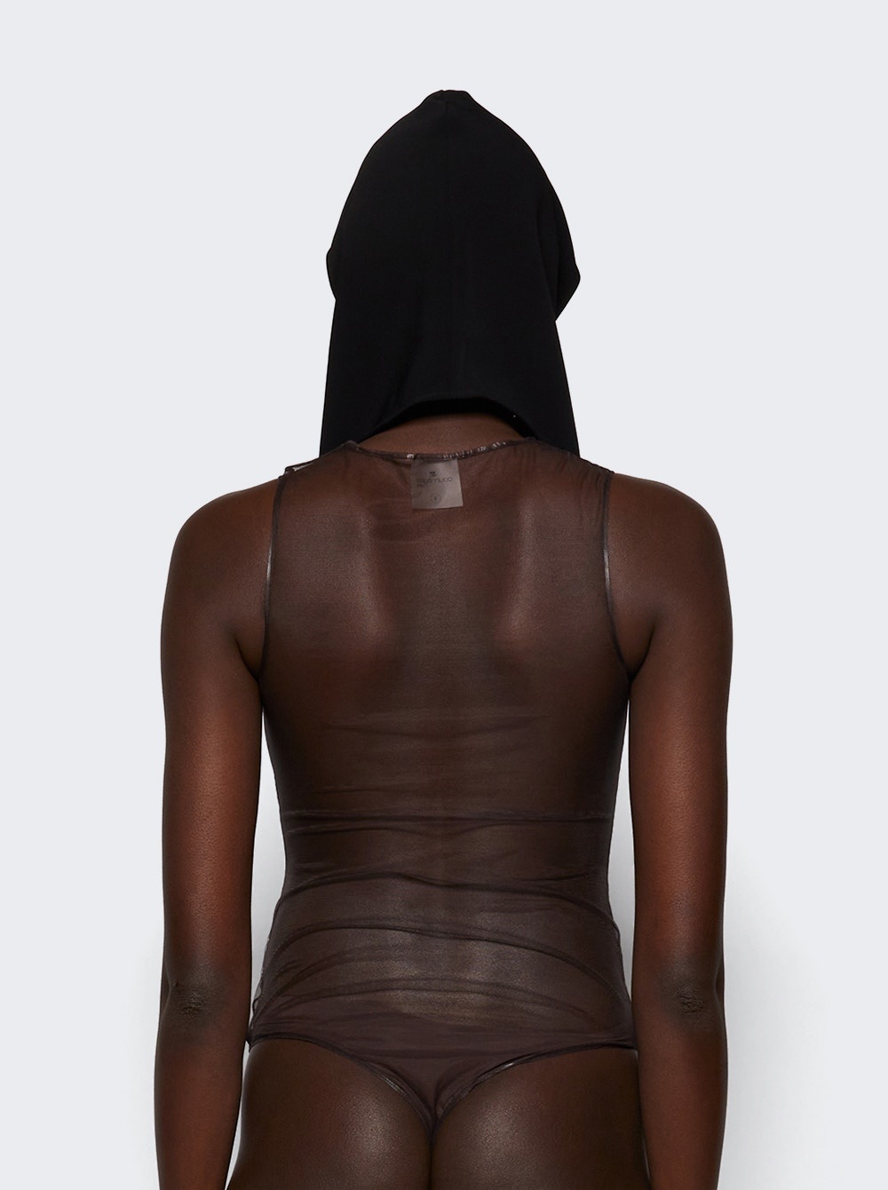 Frame Illusion Hooded Bodysuit Chocolate And Black - 5