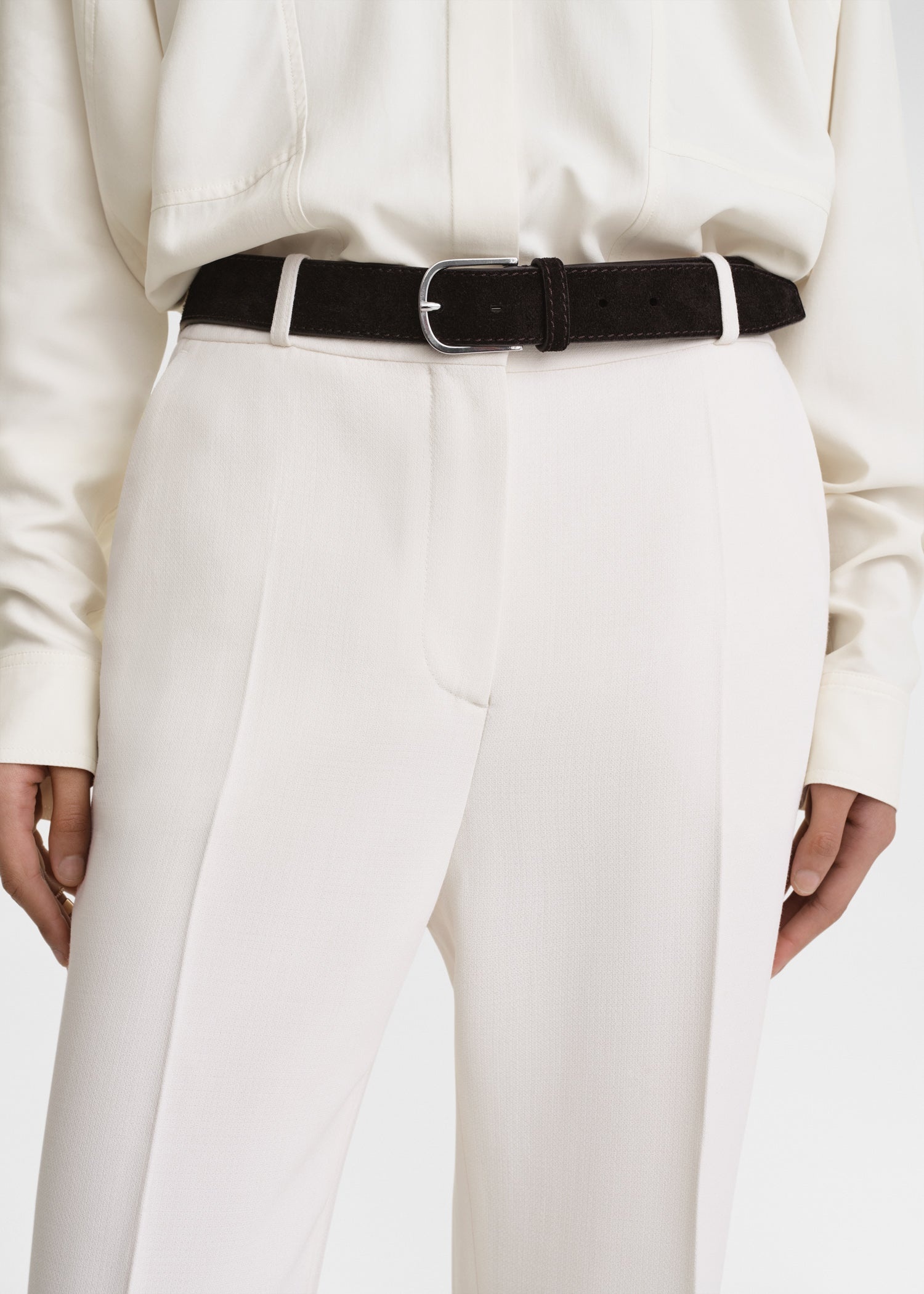 TOTEME Bold Wide Trouser Belt in Suede Espresso Dark Brown Size 80 Slim suede trouser belt espresso – TOTEME main image 2