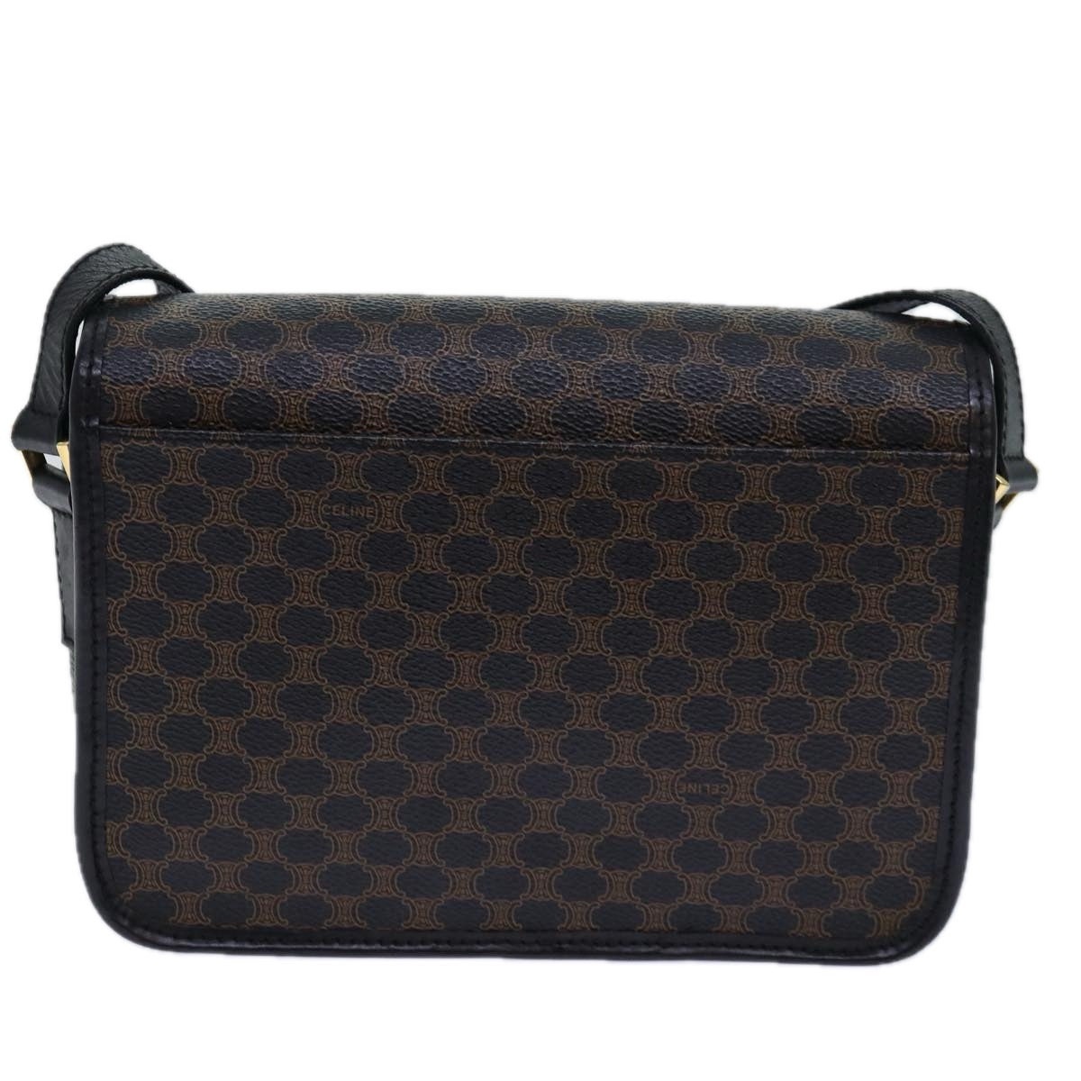 CELINE Macadam Canvas Shoulder Bag Pvc Leather Black - 2