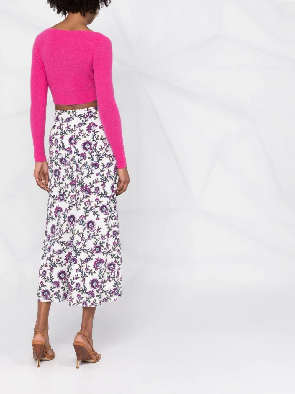 high-waisted floral-print skirt - 4