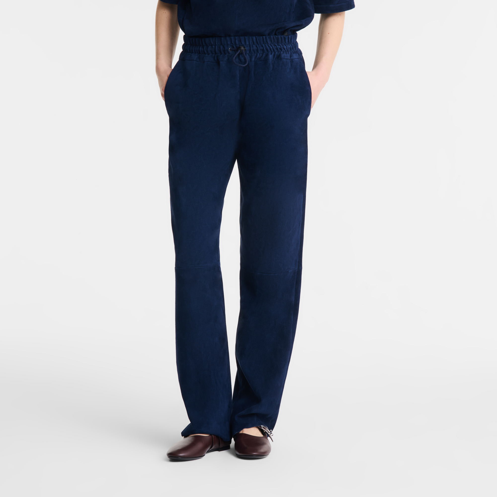 Leather straight pants Navy - Leather - 4